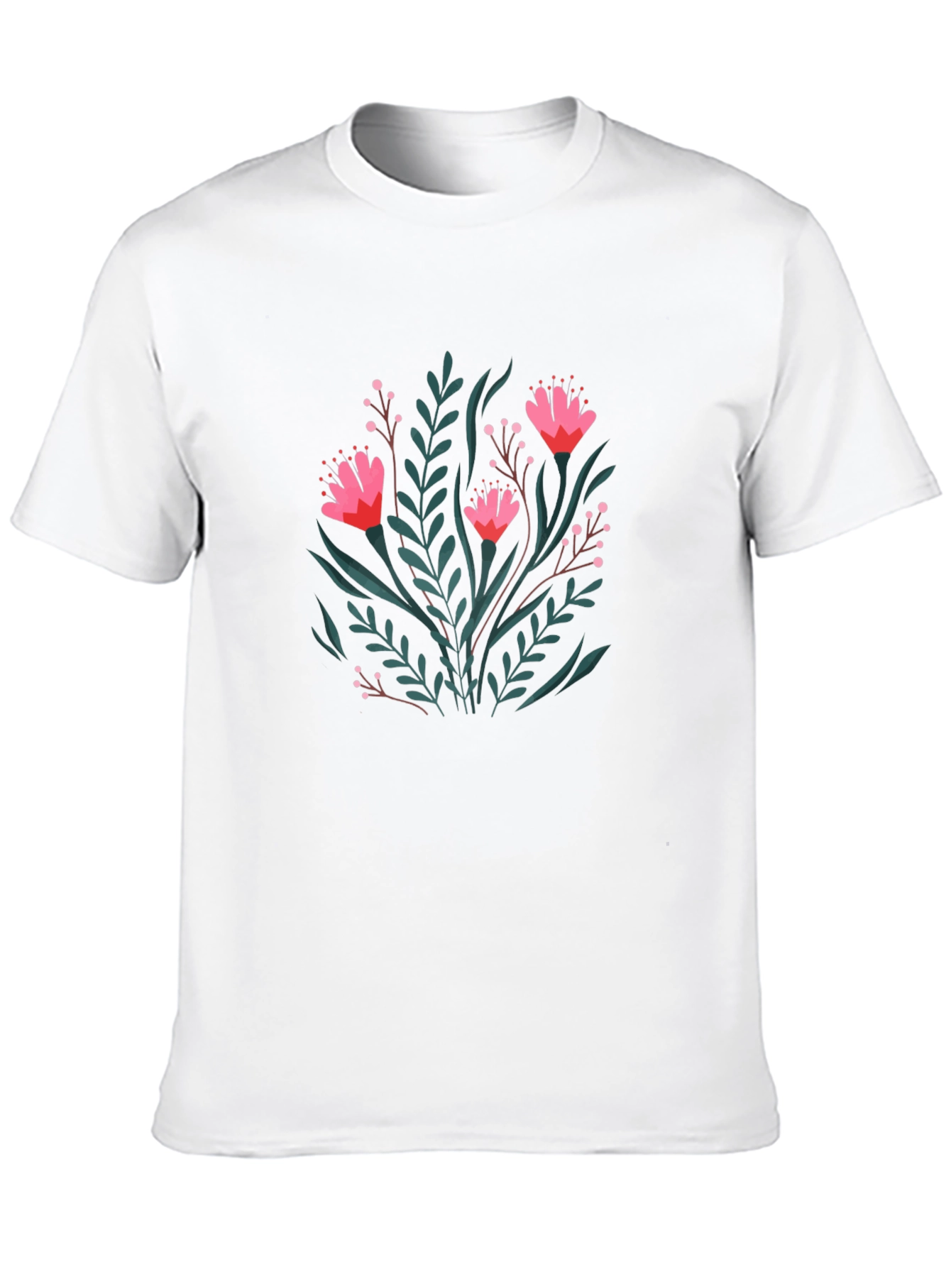 Floral Print Black Crew Neck T-Shirt