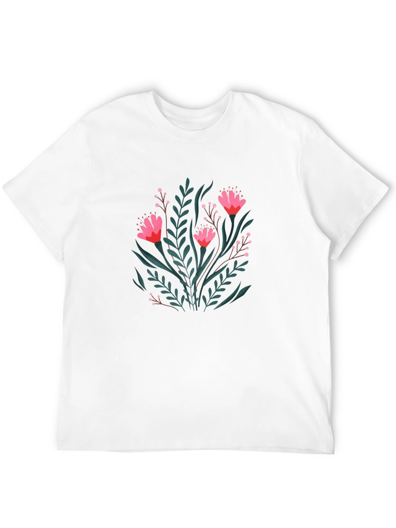 Floral Print Black Crew Neck T-Shirt