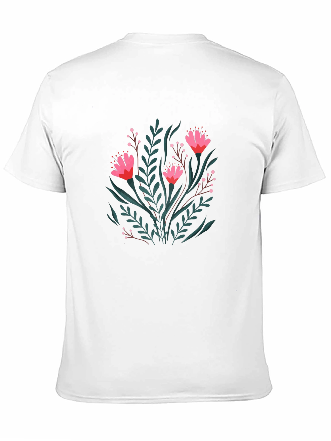 Floral Print Black Crew Neck T-Shirt