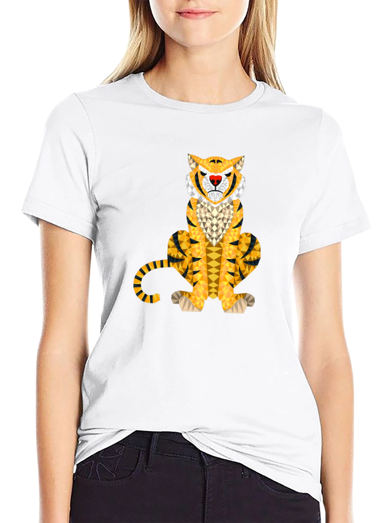 Geometric Tiger Graphic Tee - Unique Animal Print