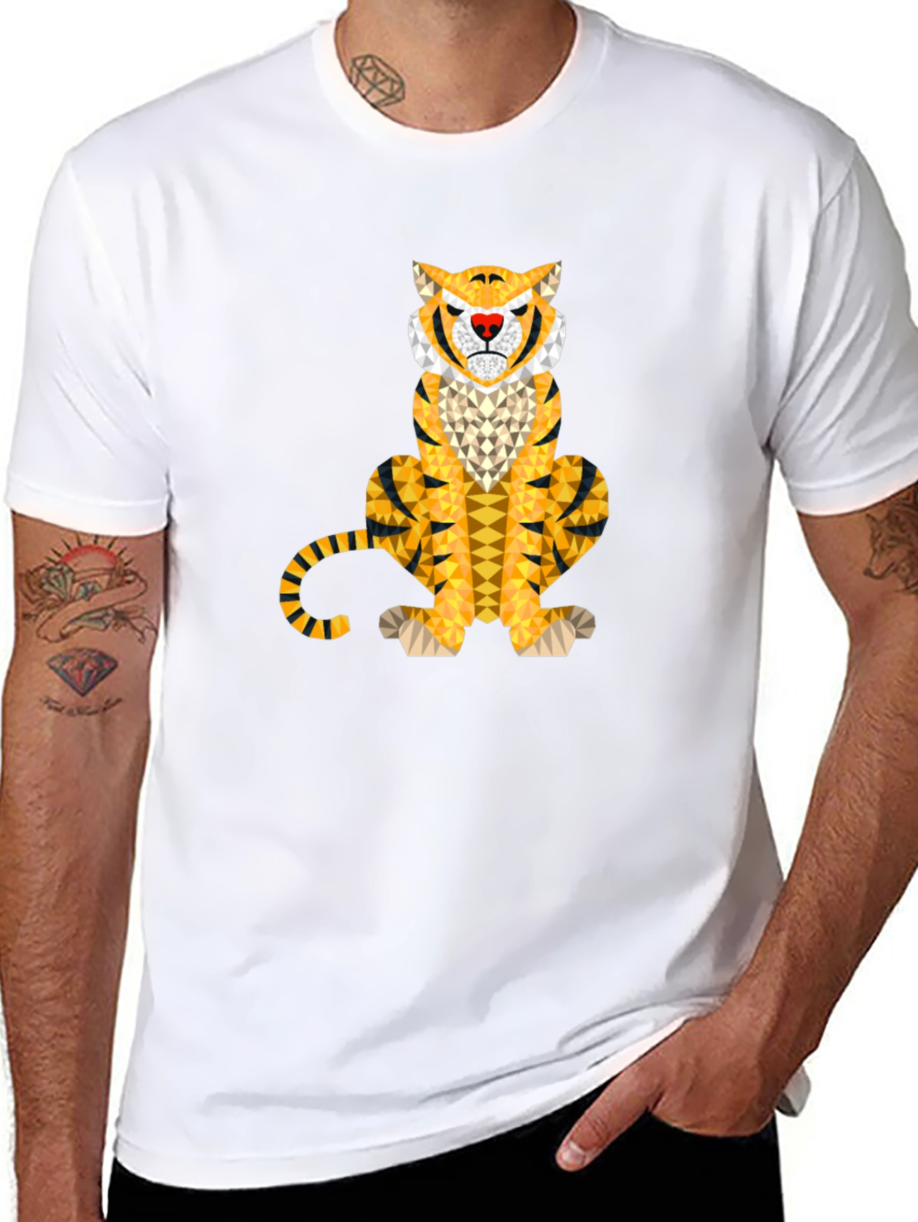 Geometric Tiger Graphic Tee - Unique Animal Print