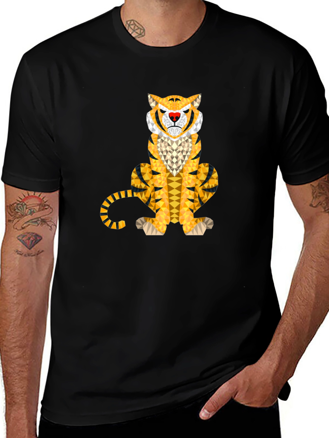 Geometric Tiger Graphic Tee - Unique Animal Print