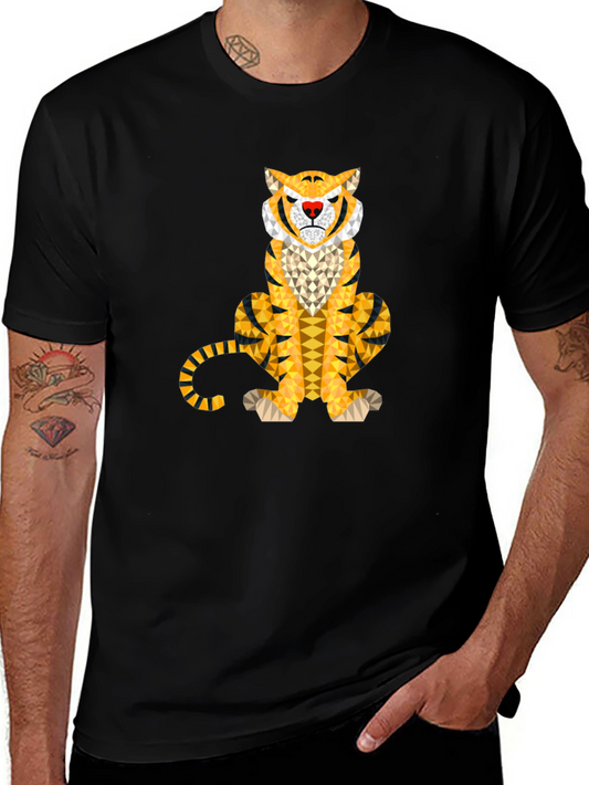 Geometric Tiger Graphic Tee - Unique Animal Print