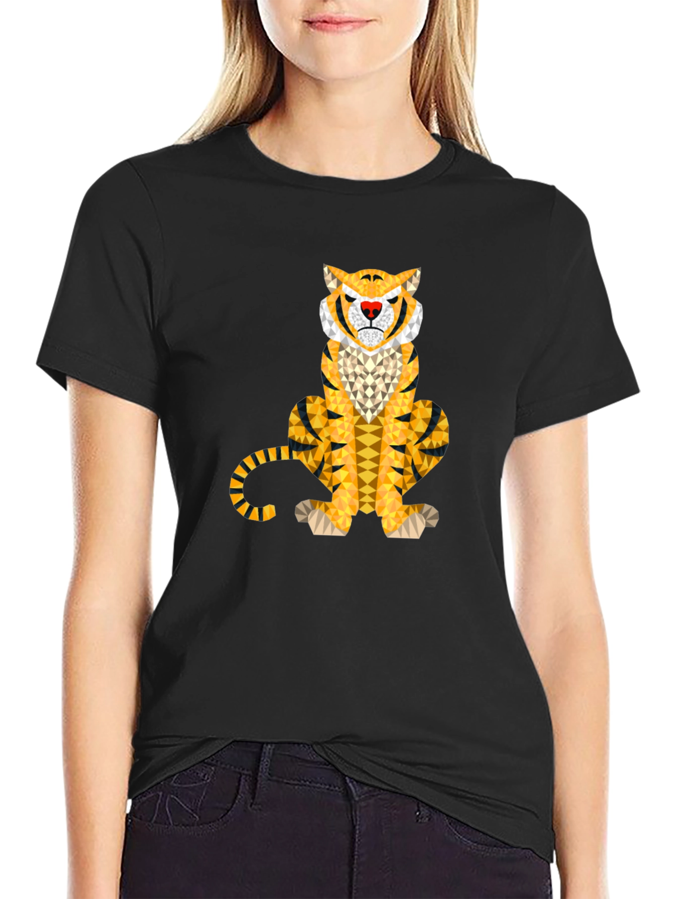 Geometric Tiger Graphic Tee - Unique Animal Print