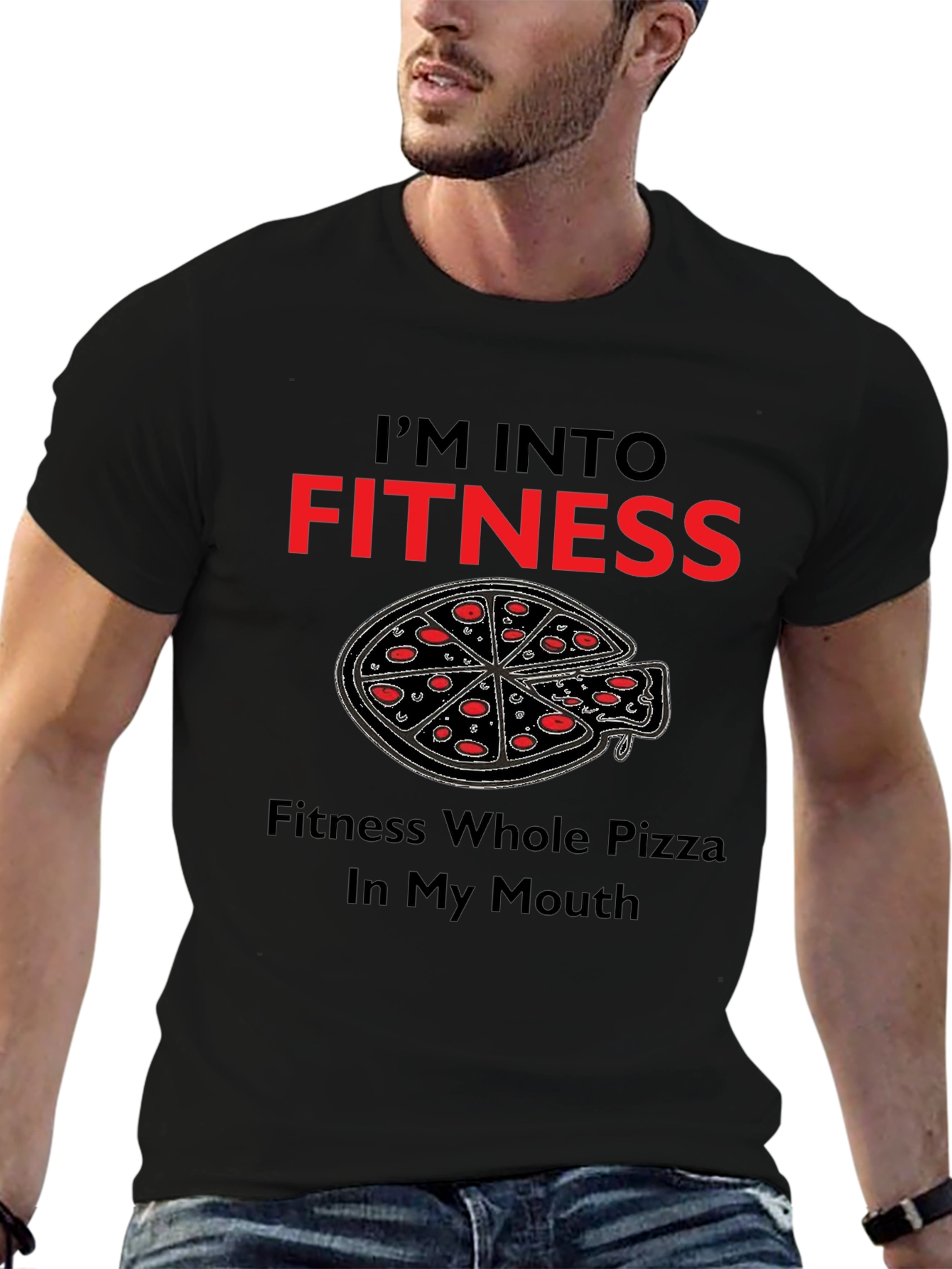 Fitness Pizza T-Shirt - Whole Pizza In My Mouth