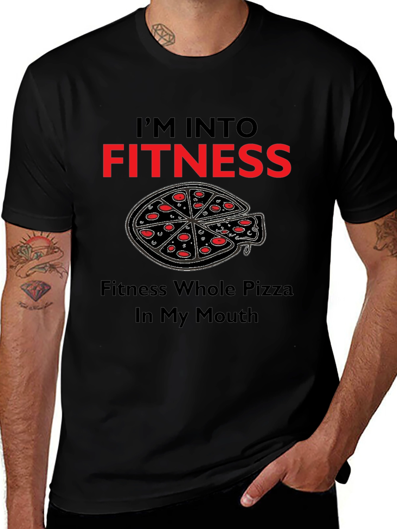 Fitness Pizza T-Shirt - Whole Pizza In My Mouth