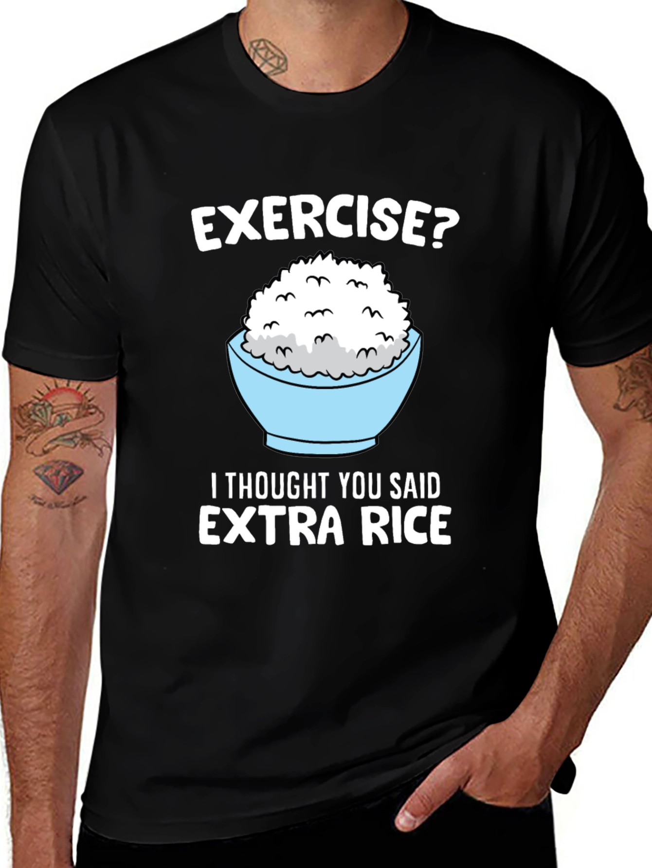Exercise? Extra Rice Funny Graphic Tee