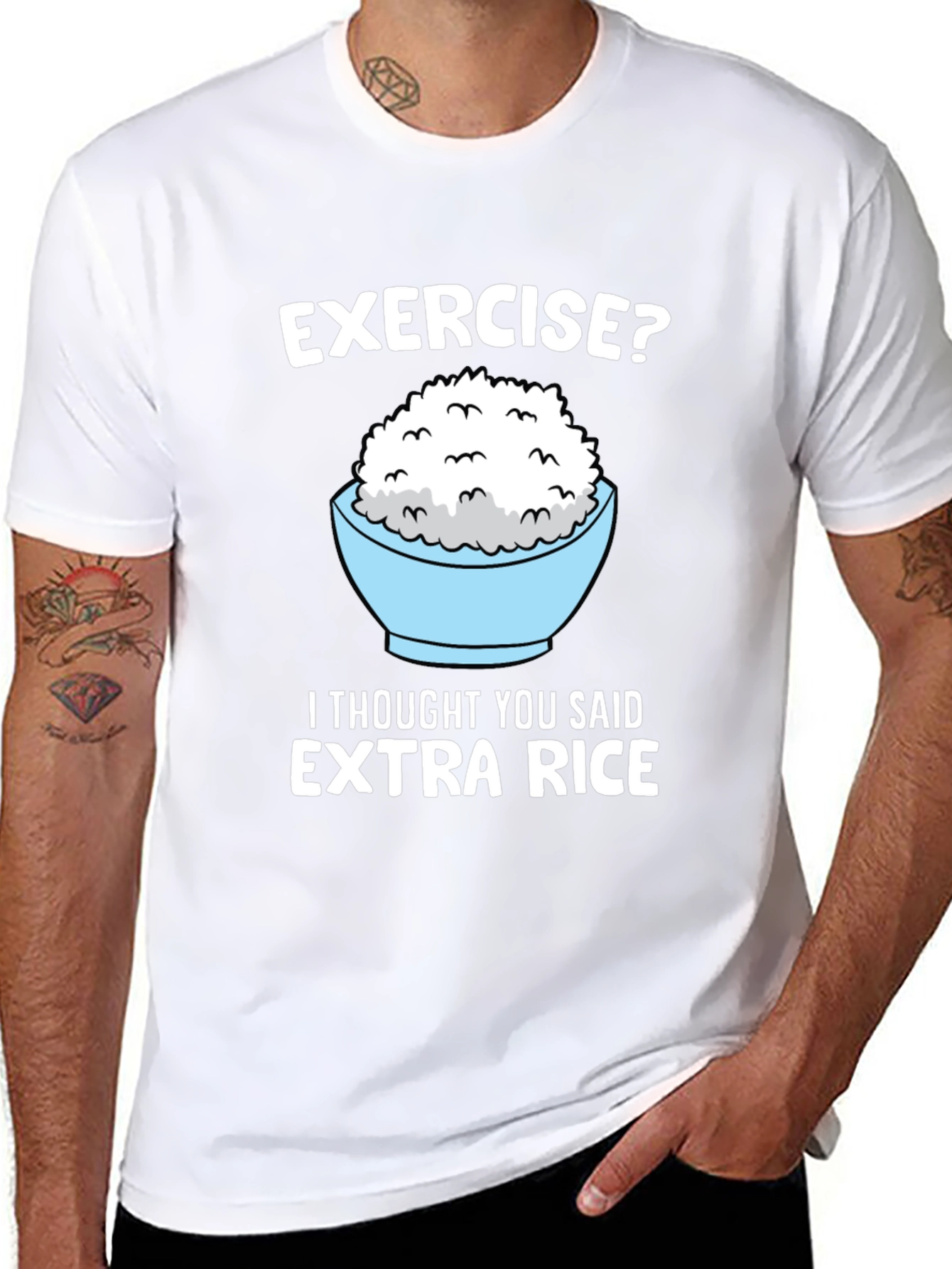 Exercise? Extra Rice Funny Graphic Tee