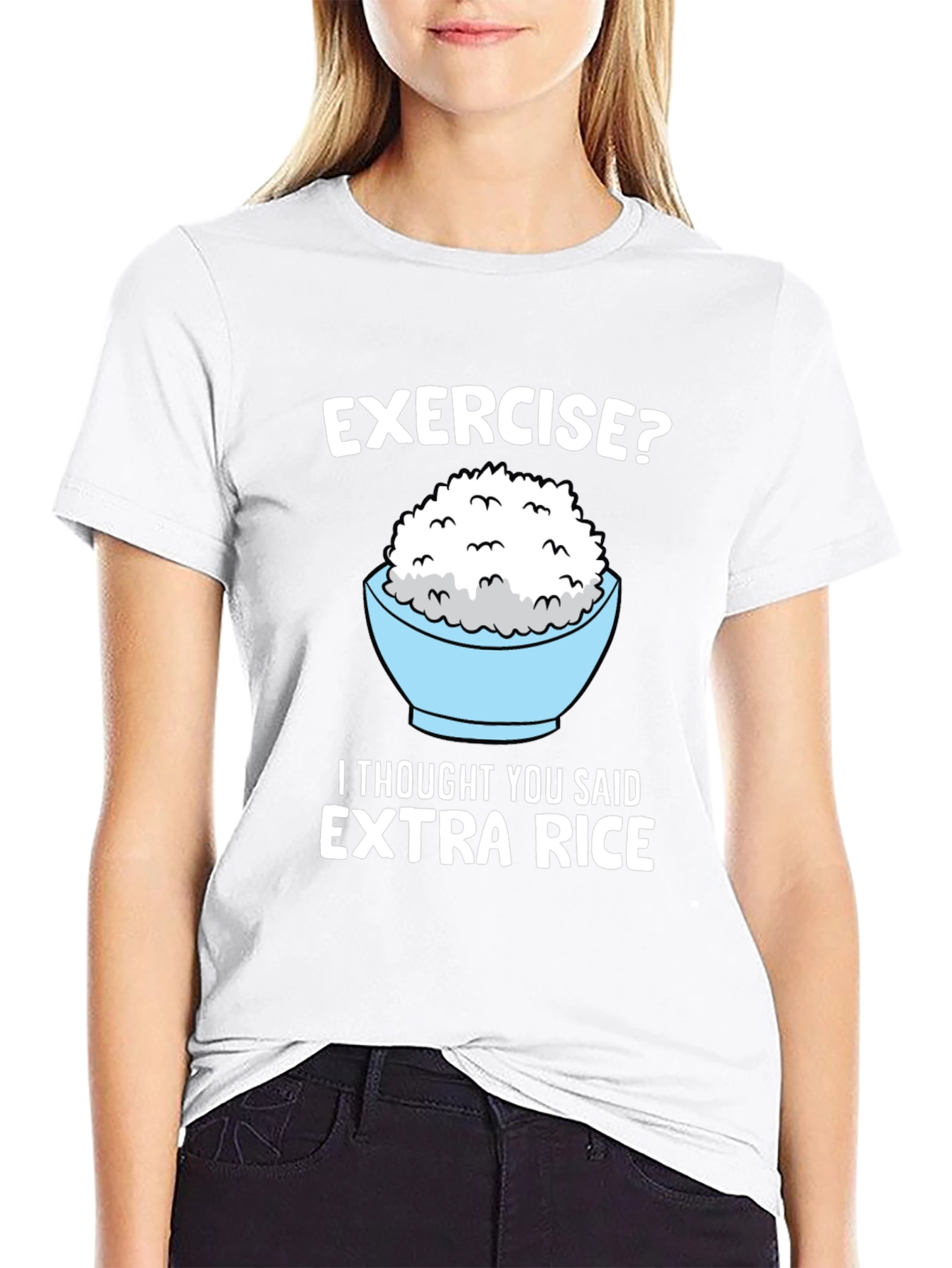 Exercise? Extra Rice Funny Graphic Tee
