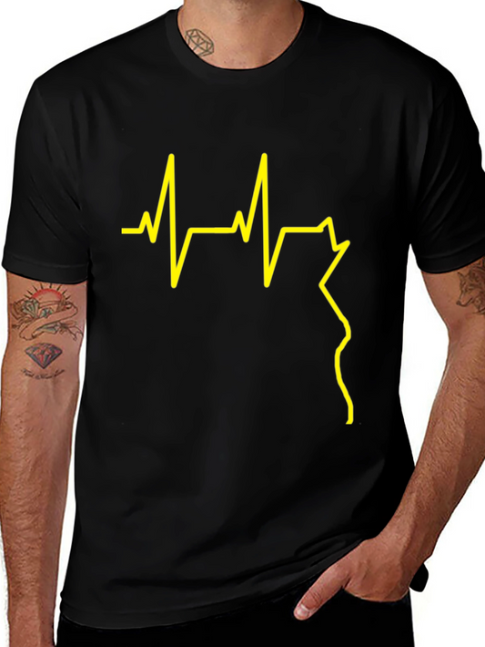 Heartbeat Graphic Tee - Stylish Black T-Shirt