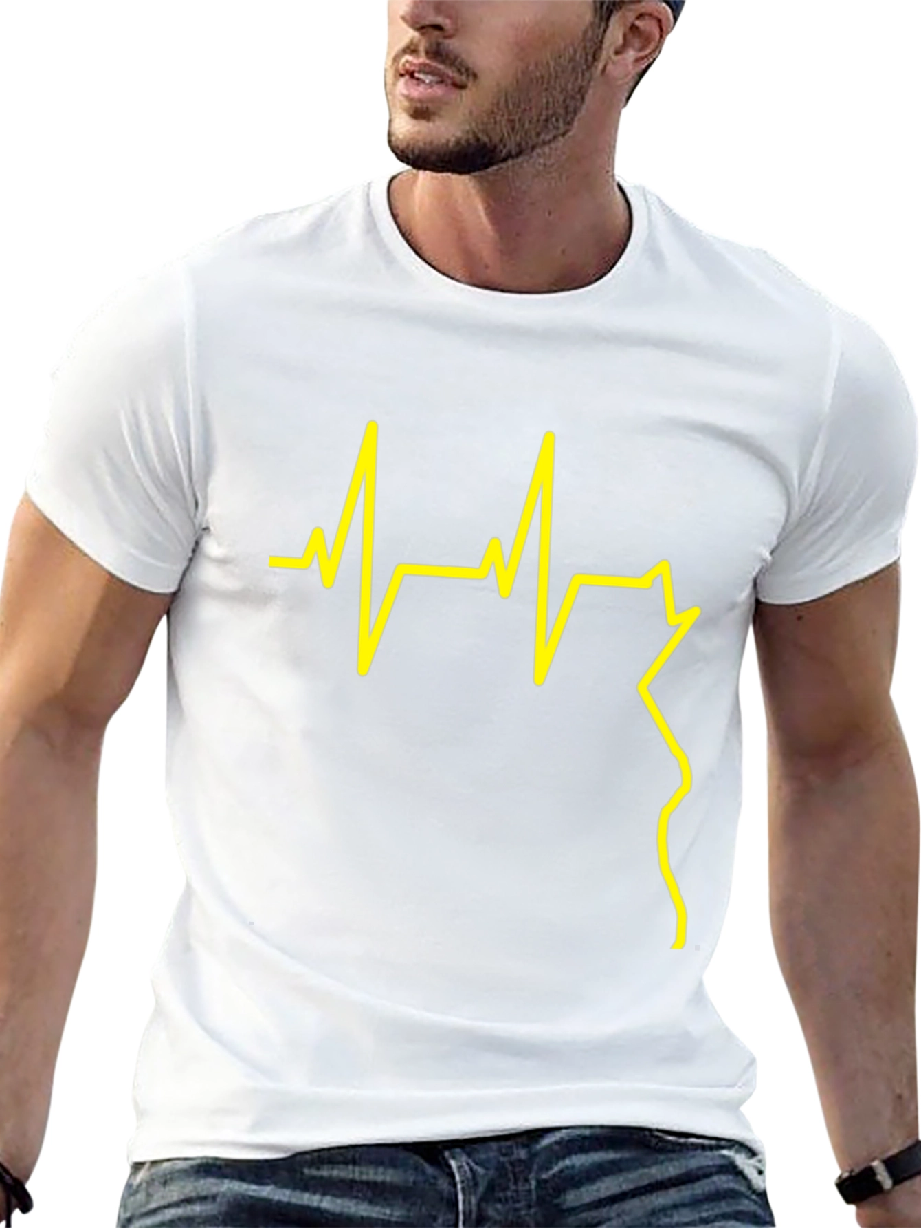 Heartbeat Graphic Tee - Stylish Black T-Shirt