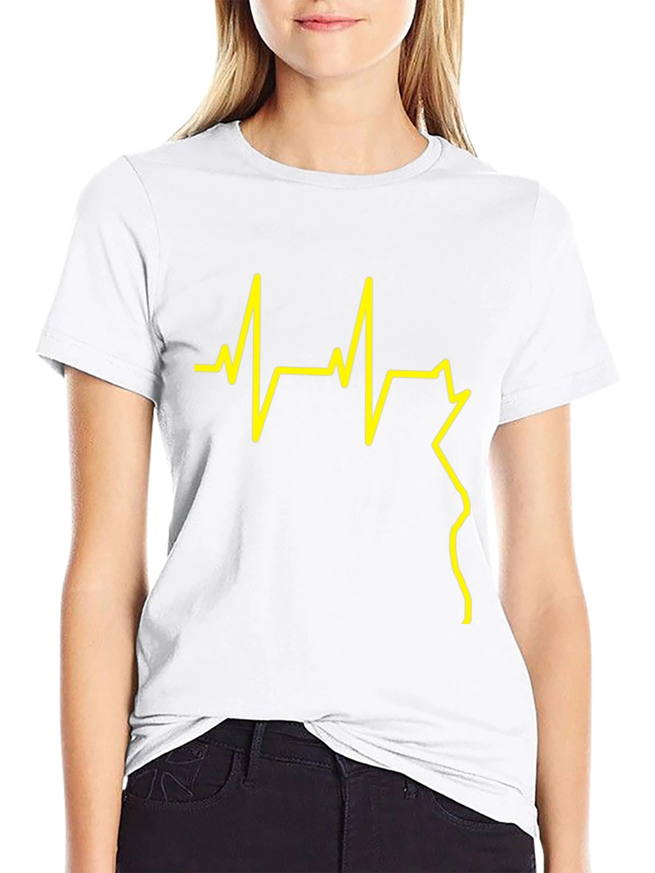 Heartbeat Graphic Tee - Stylish Black T-Shirt