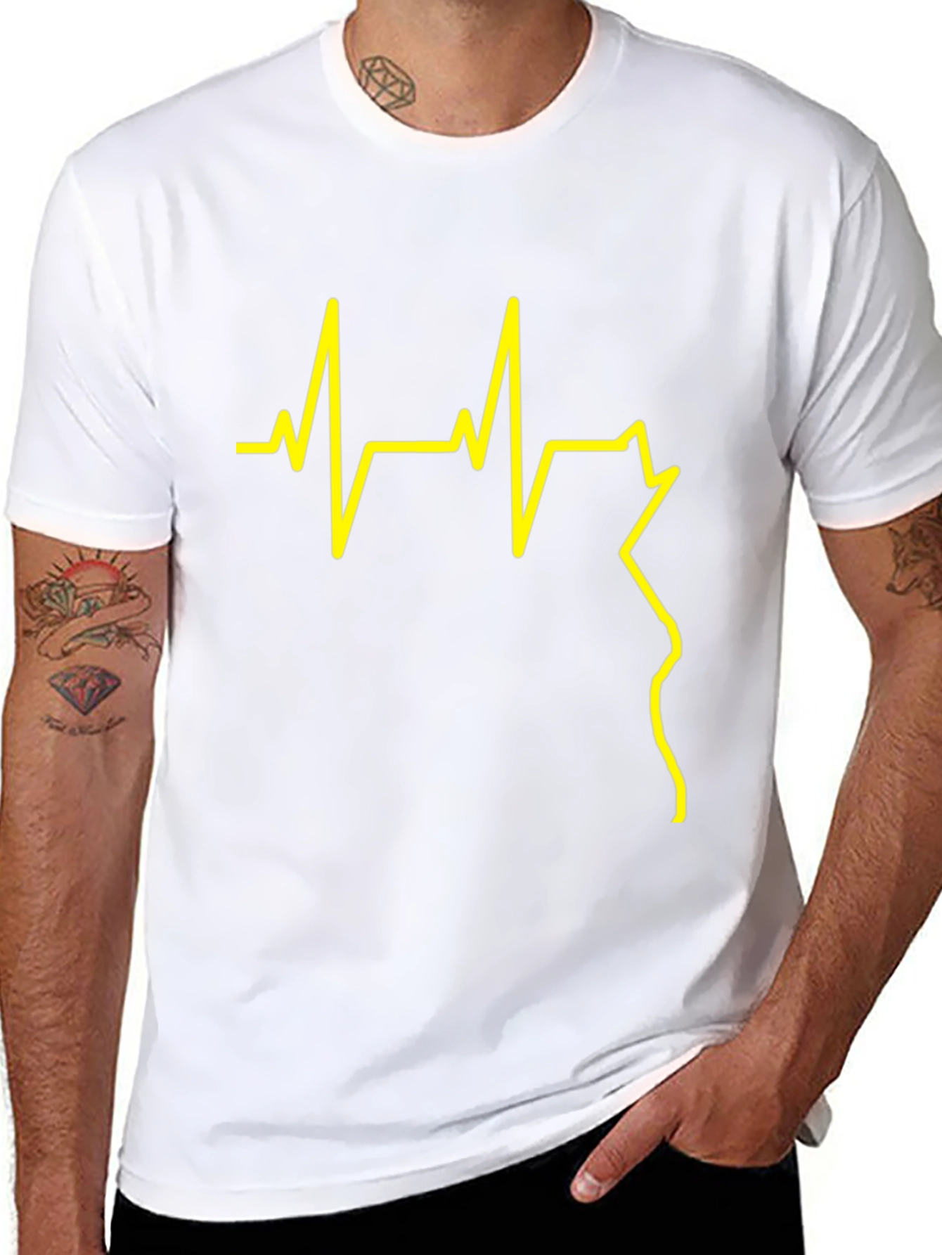 Heartbeat Graphic Tee - Stylish Black T-Shirt