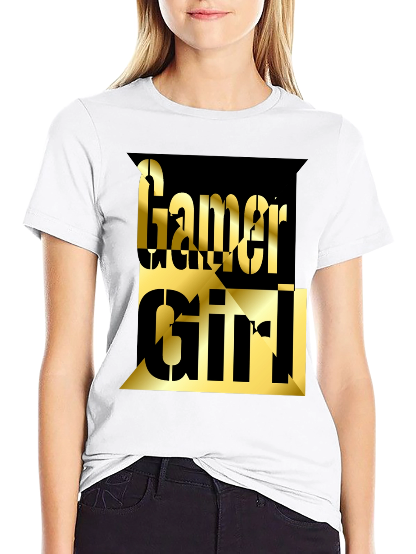 Gamer Girl Tee - Gold Lettering on Black