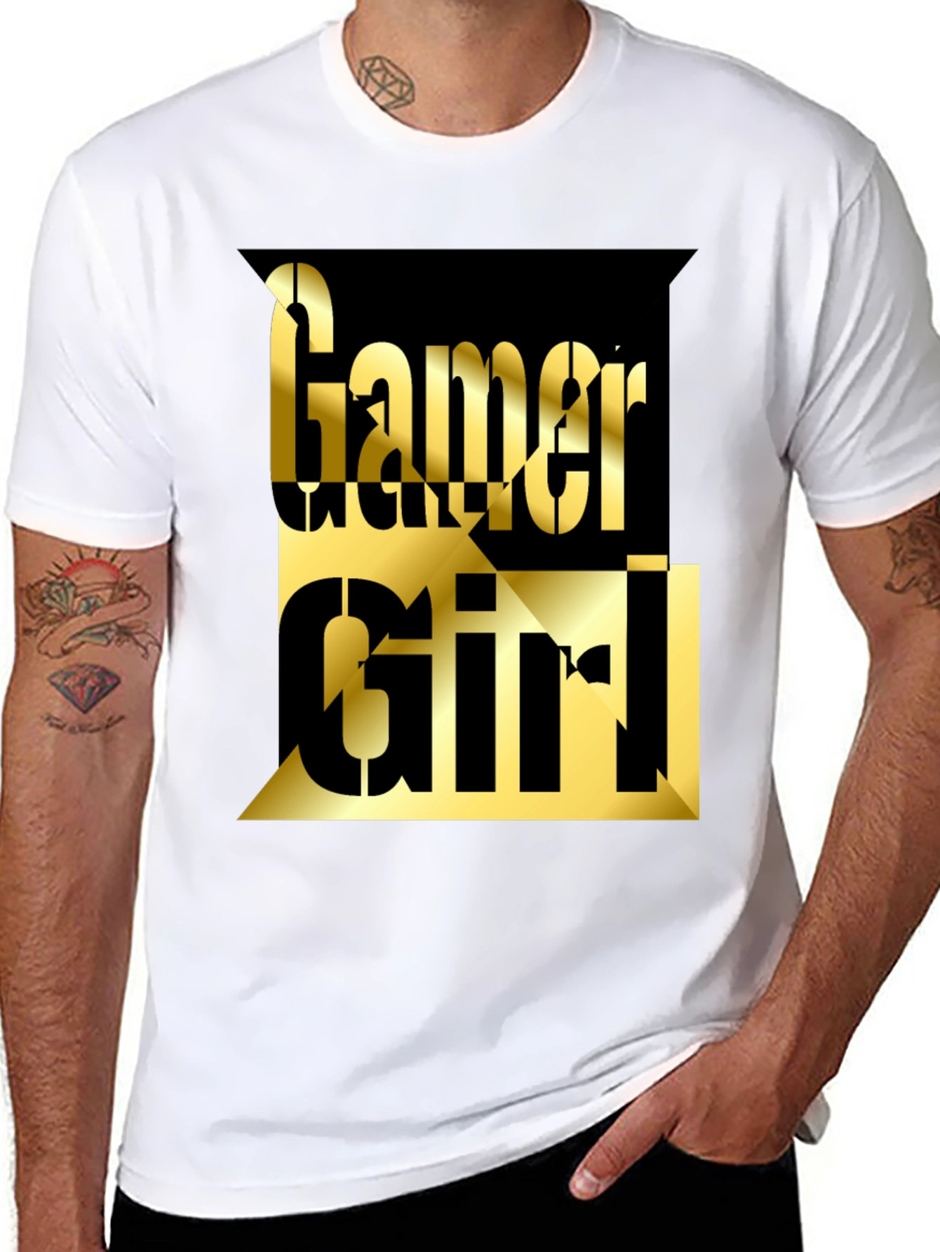 Gamer Girl Tee - Gold Lettering on Black