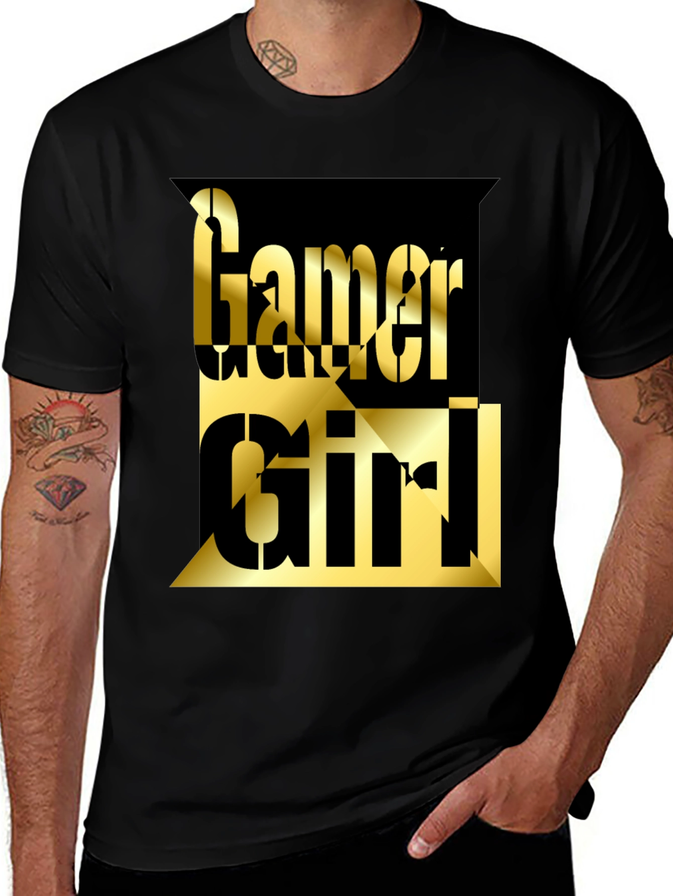 Gamer Girl Tee - Gold Lettering on Black