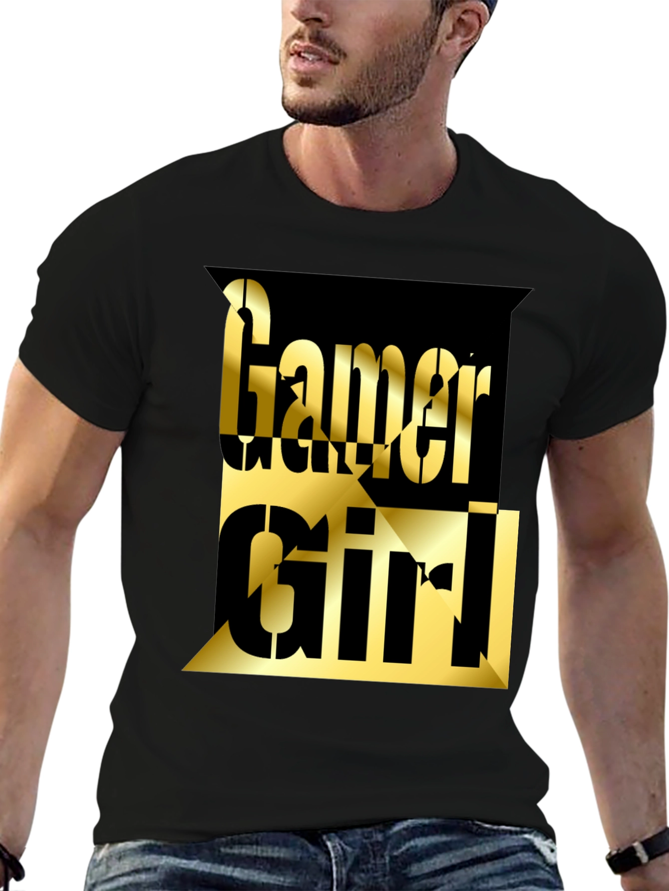 Gamer Girl Tee - Gold Lettering on Black