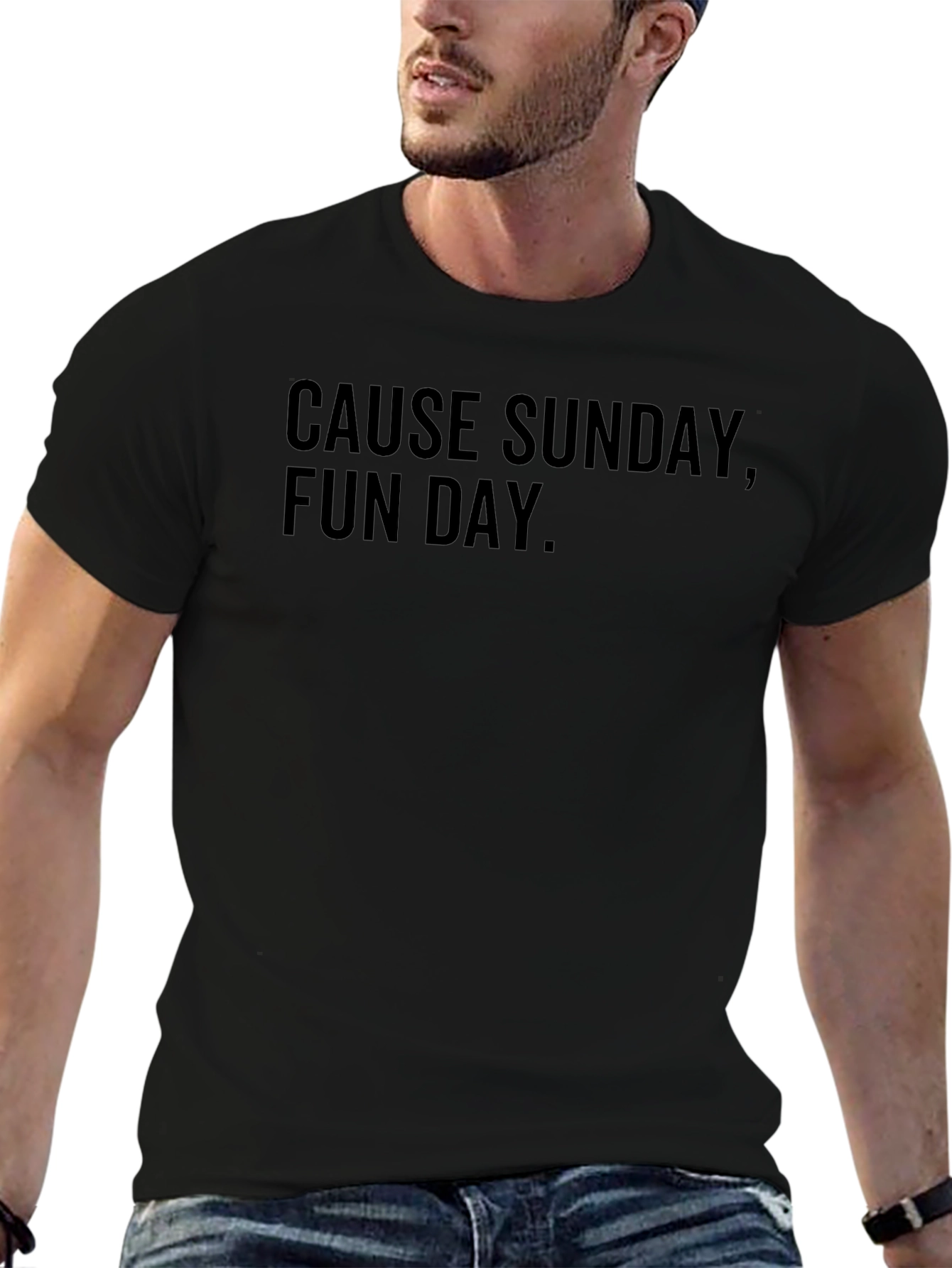 Cause Sunday Fun Day. Black Graphic T-Shirt