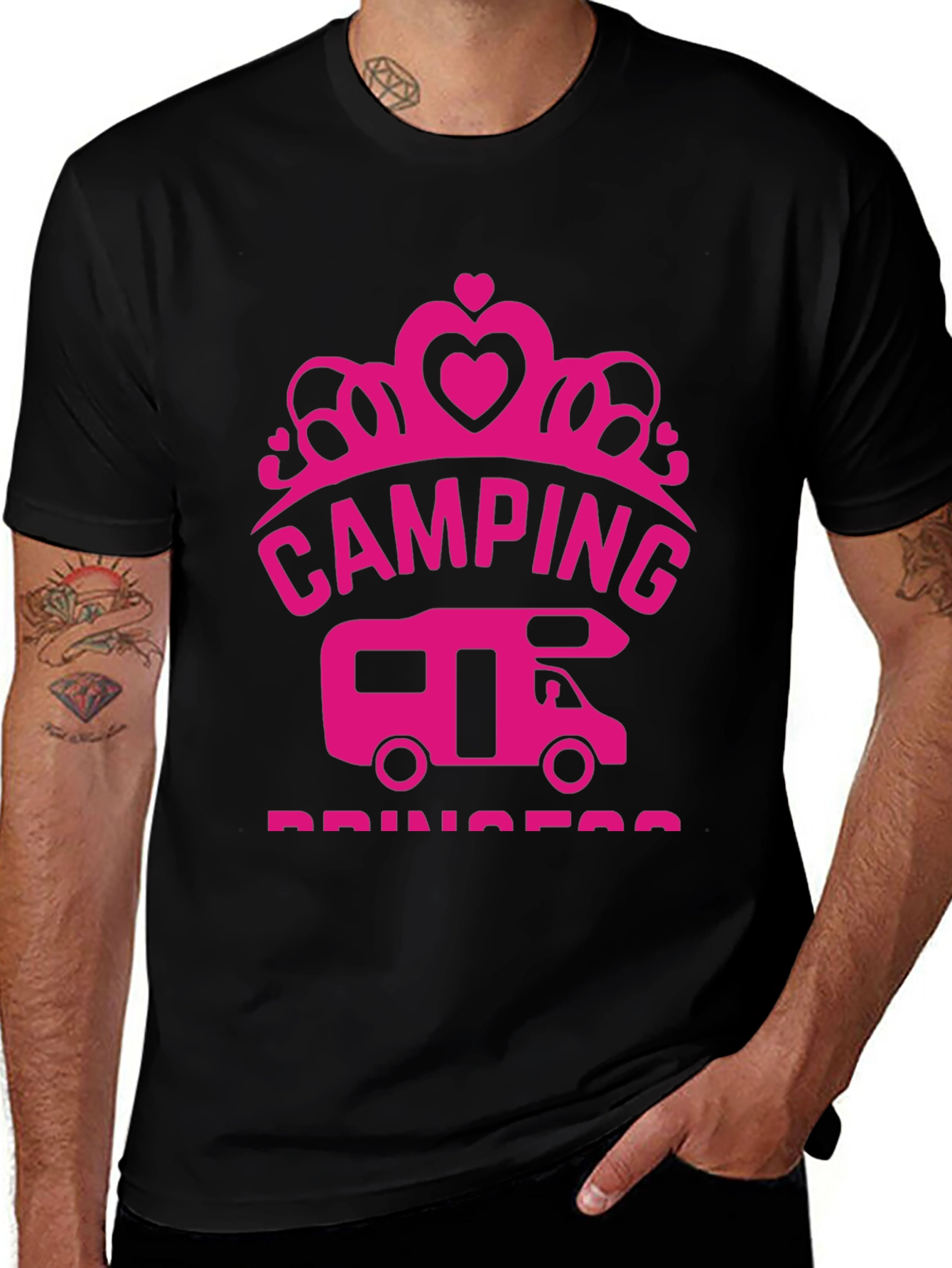 Camping Princess Black T-Shirt RV Camper