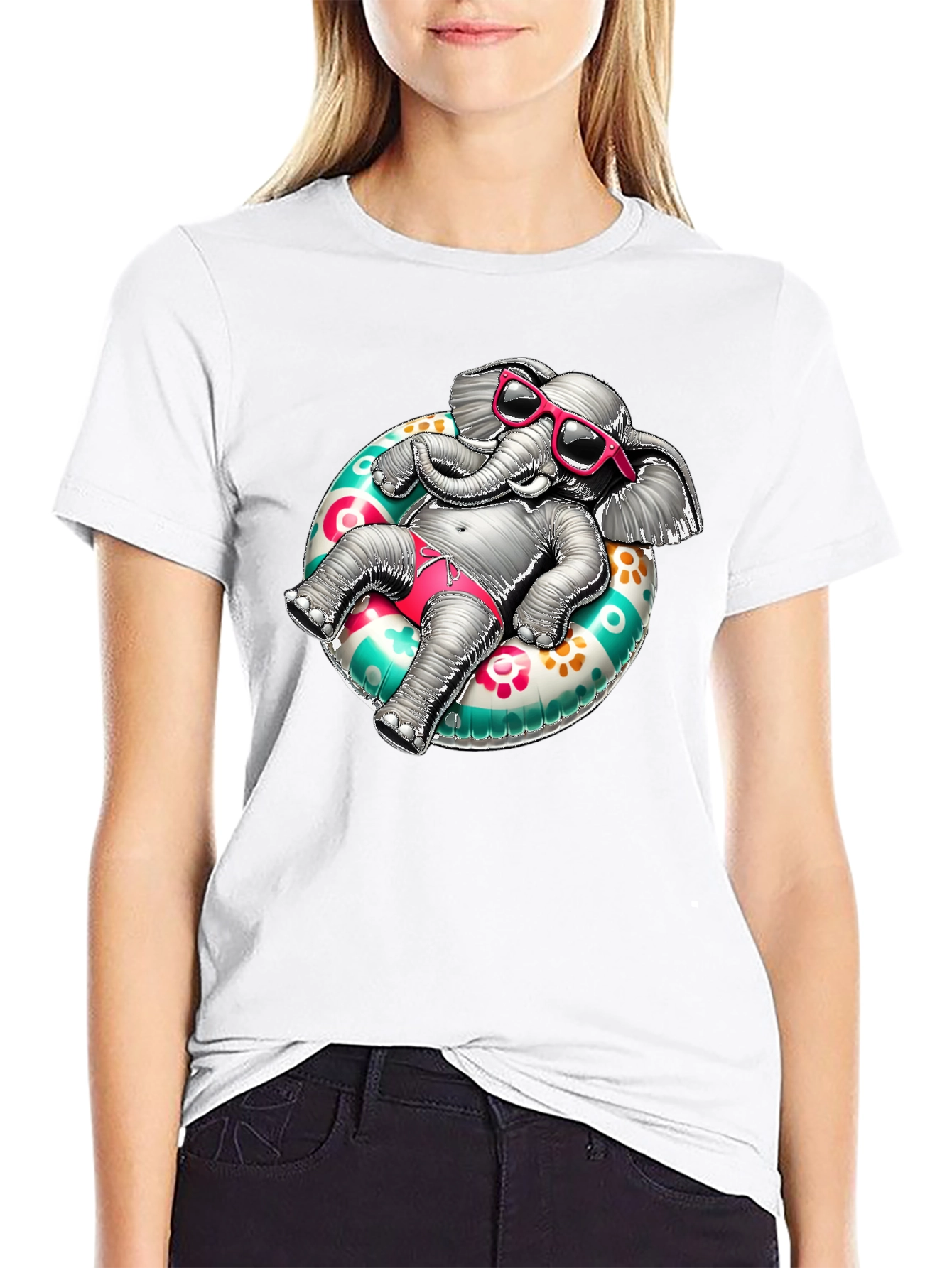 Elephant in Float T-Shirt - Summer Style