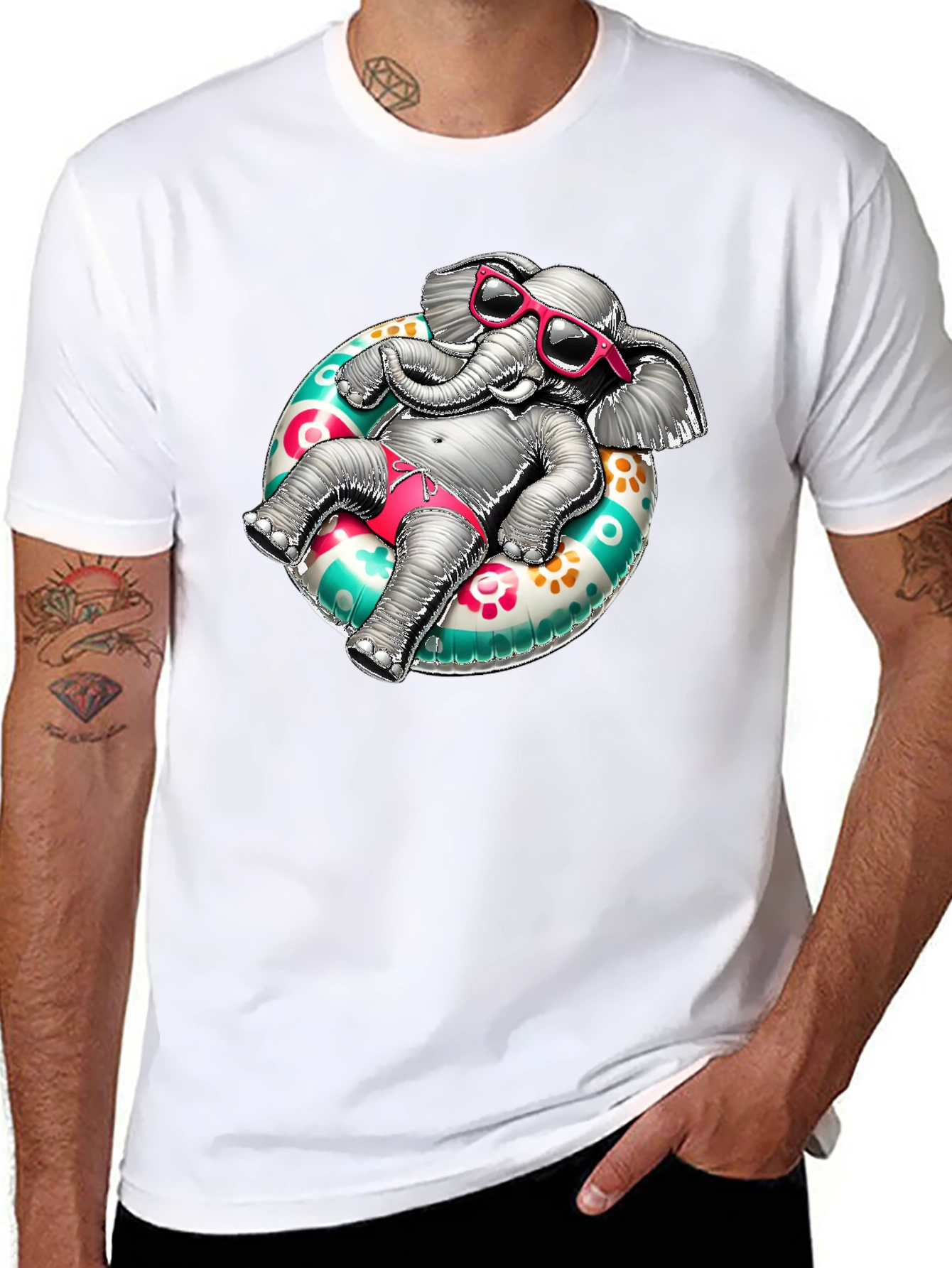 Elephant in Float T-Shirt - Summer Style