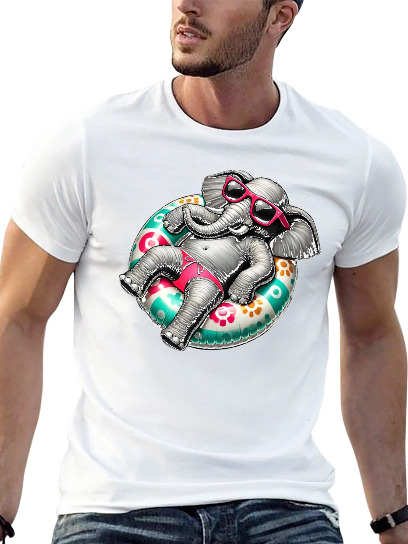 Elephant in Float T-Shirt - Summer Style