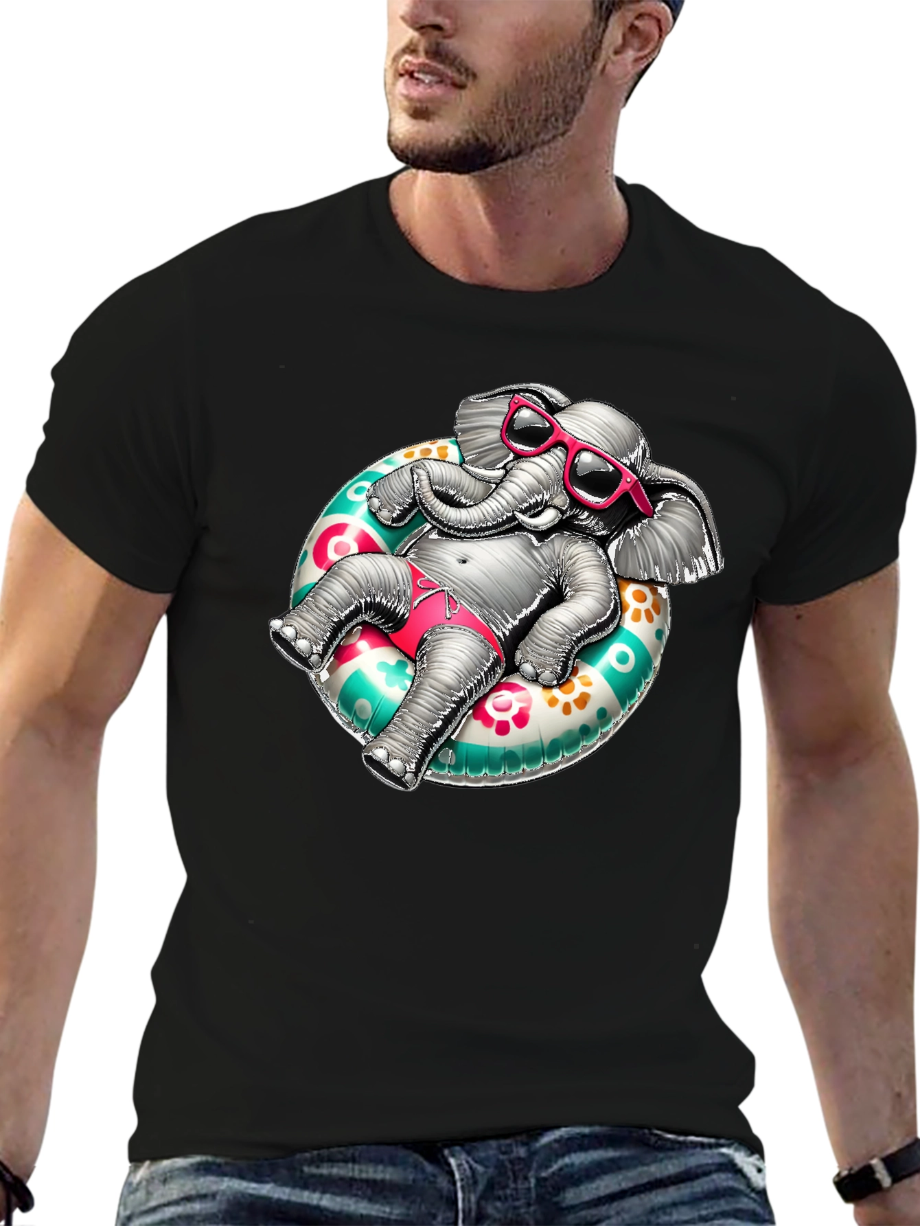 Elephant in Float T-Shirt - Summer Style
