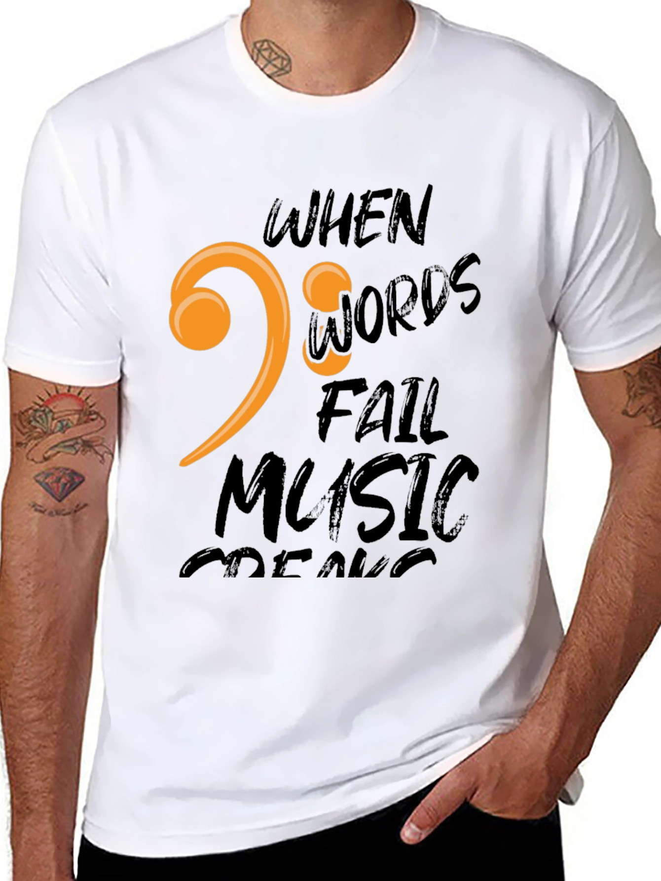 When Words Fail Music Speaks Black T-Shirt