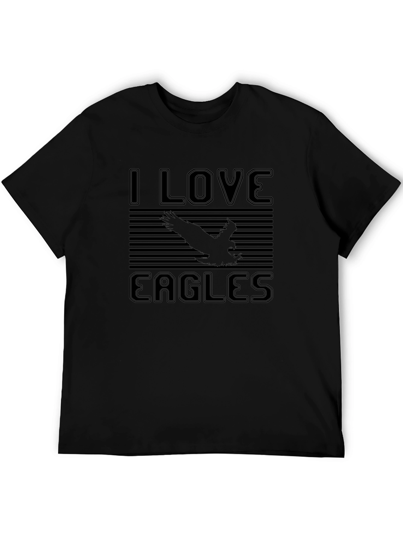 I Love Eagles Black Graphic T-Shirt