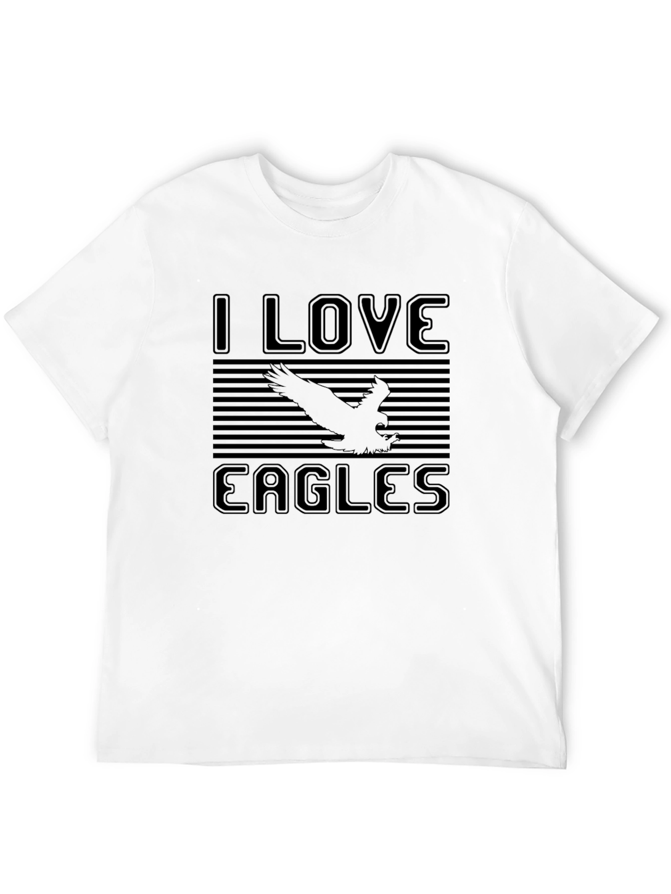 I Love Eagles Black Graphic T-Shirt