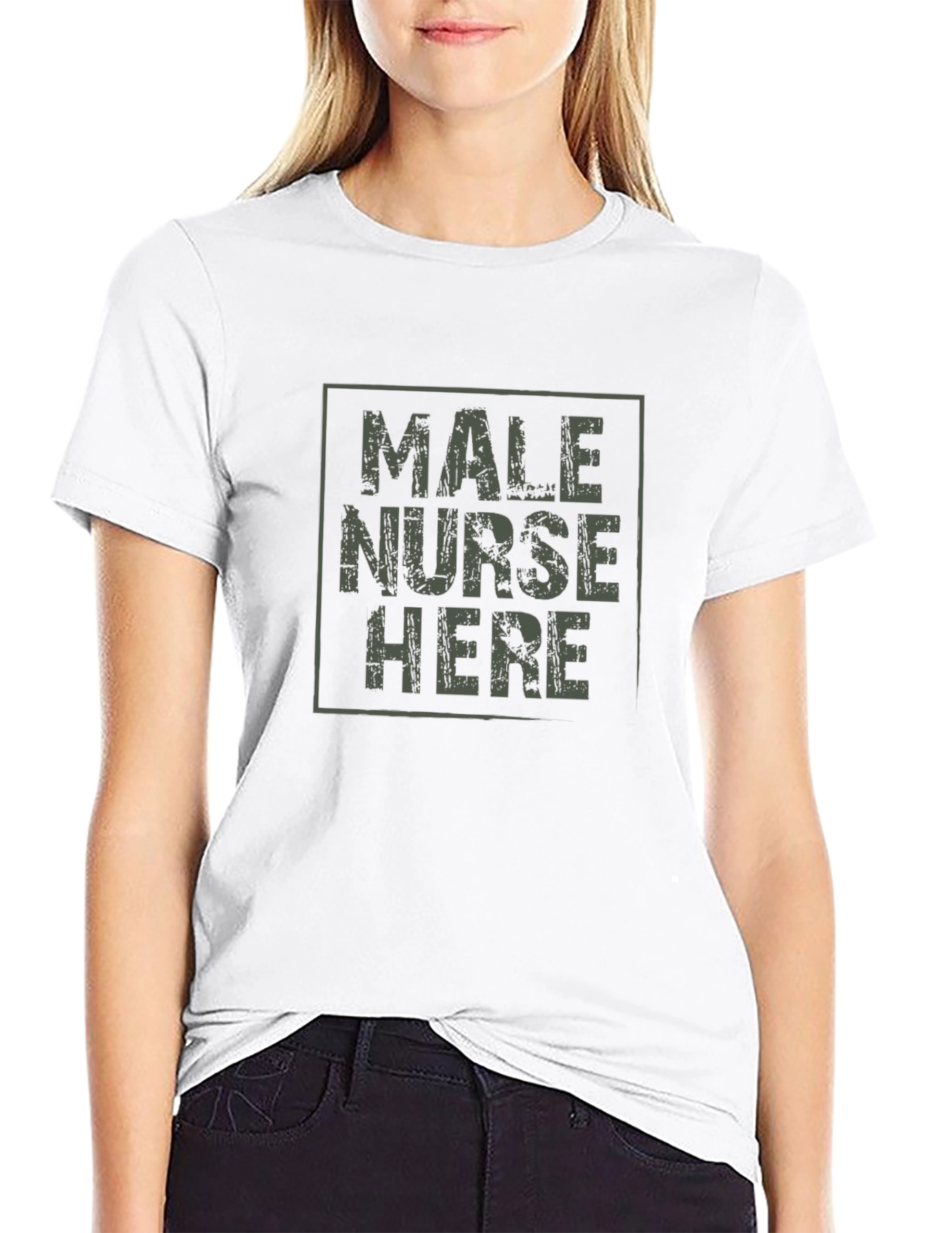 Male Nurse Here Black T-Shirt