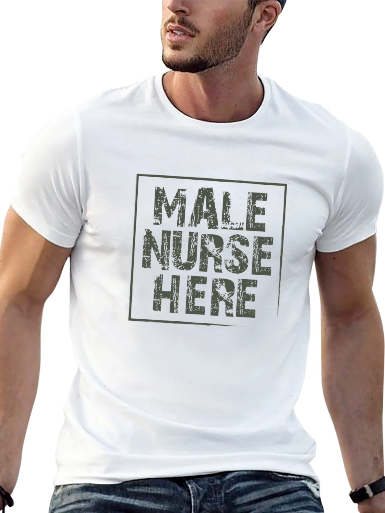 Male Nurse Here Black T-Shirt