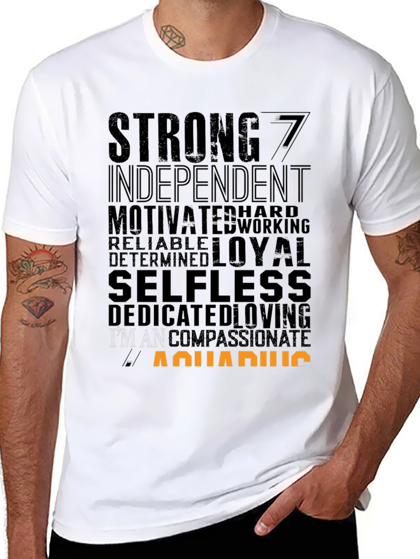 Aquarius Zodiac T-Shirt - Strong Independent Motivated