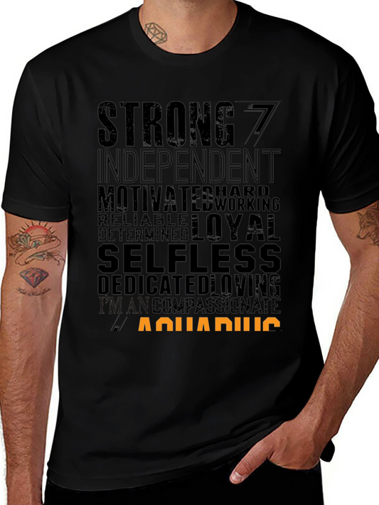 Aquarius Zodiac T-Shirt - Strong Independent Motivated