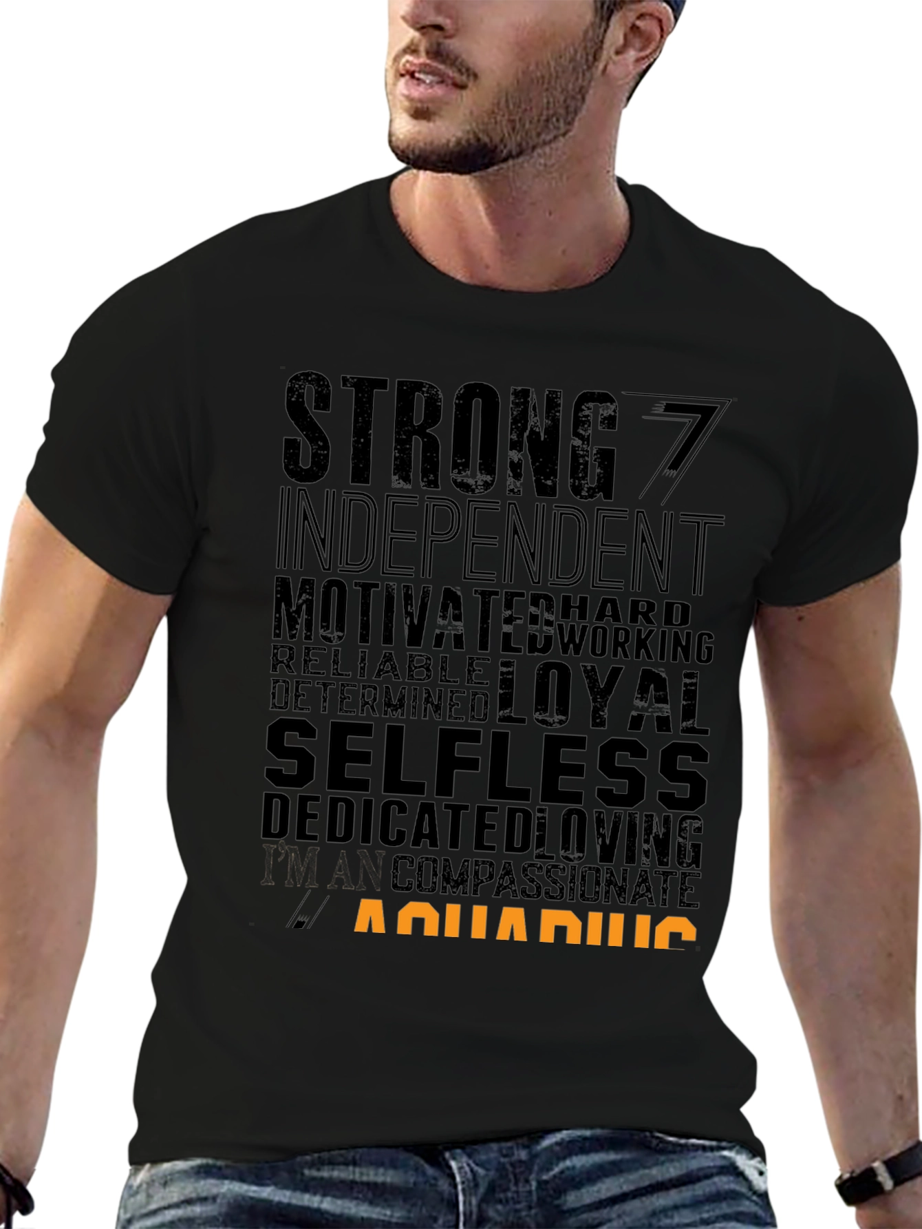 Aquarius Zodiac T-Shirt - Strong Independent Motivated