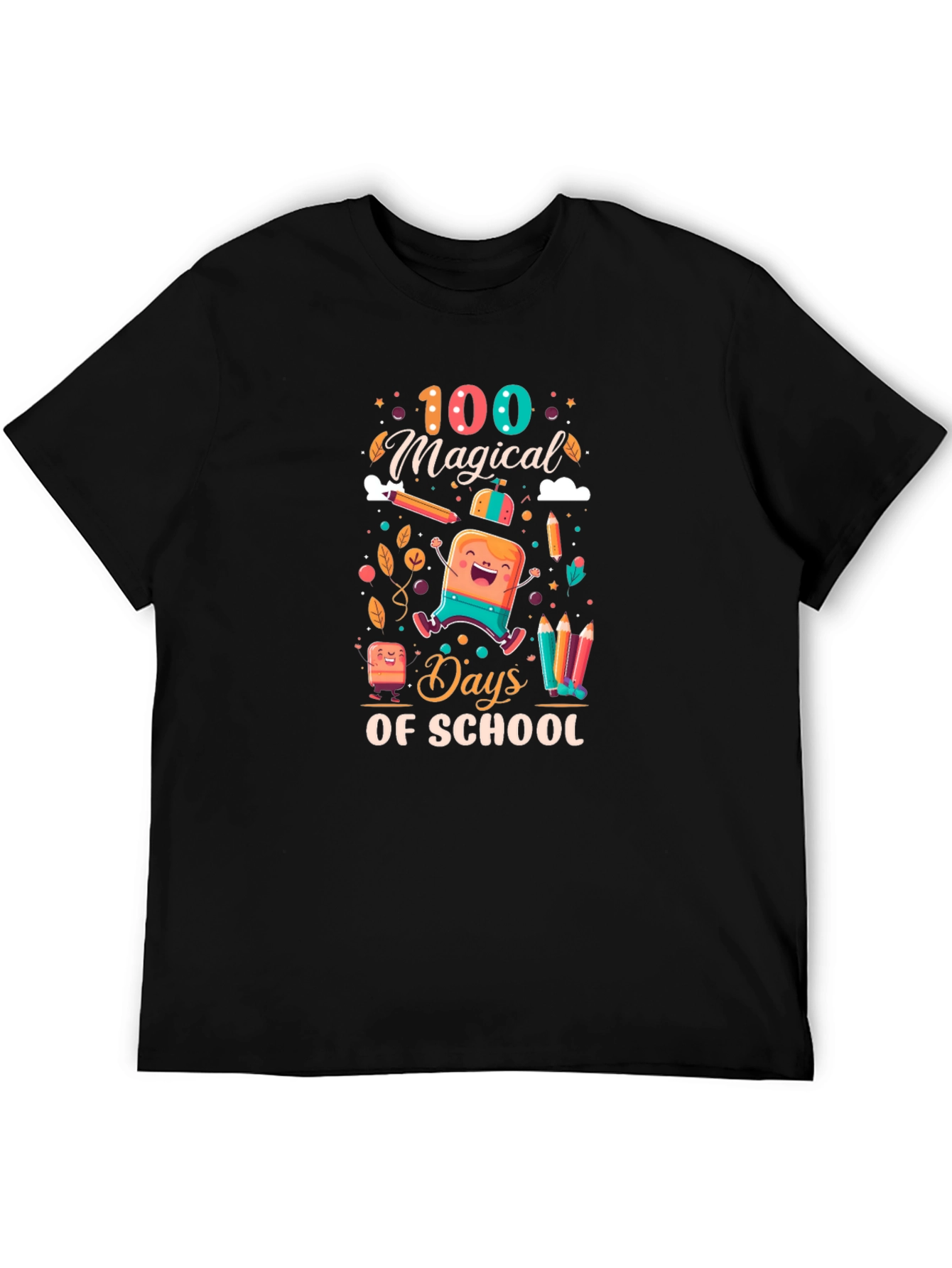 100 Magical Days of School Black T-Shirt