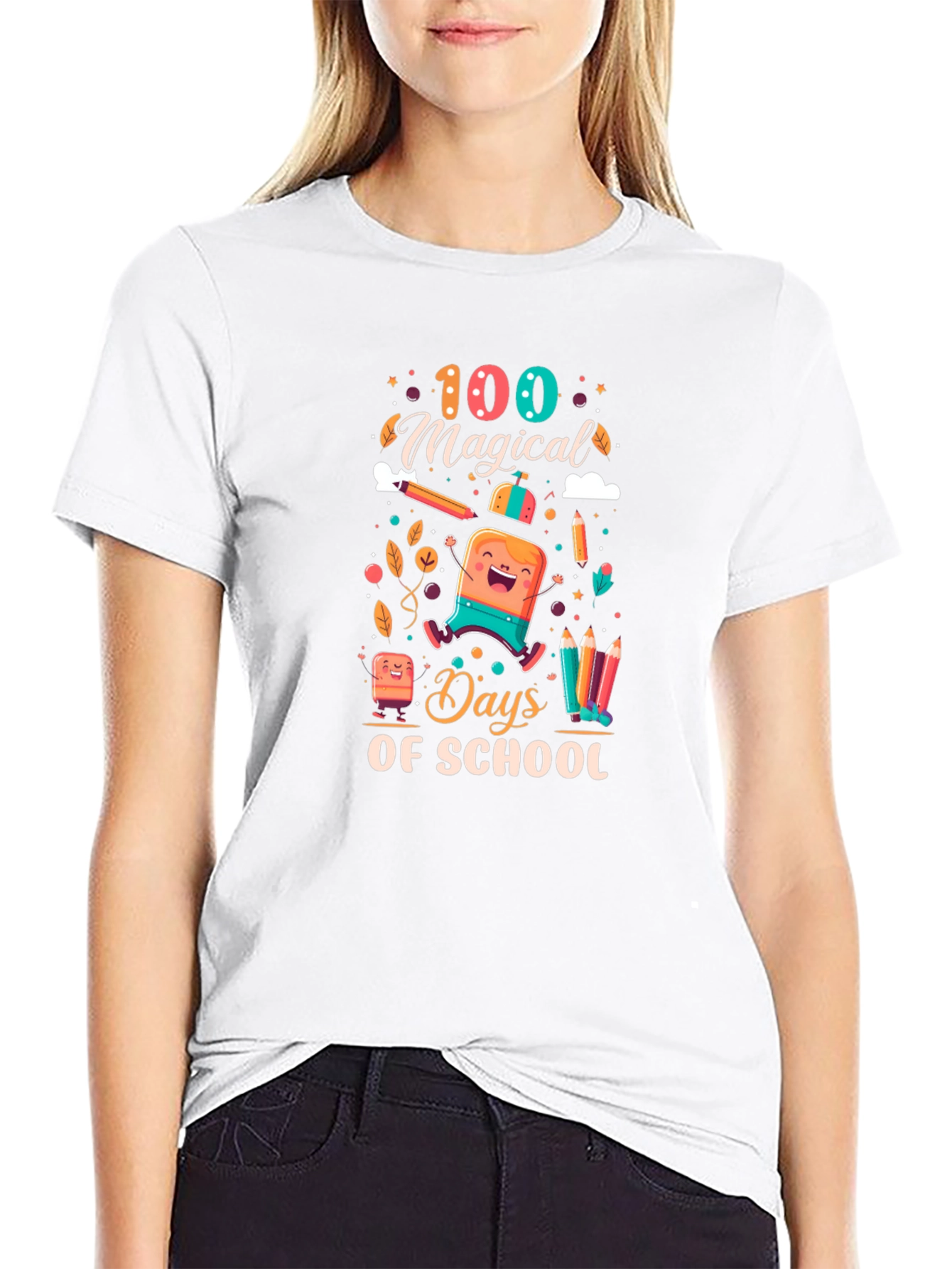 100 Magical Days of School Black T-Shirt
