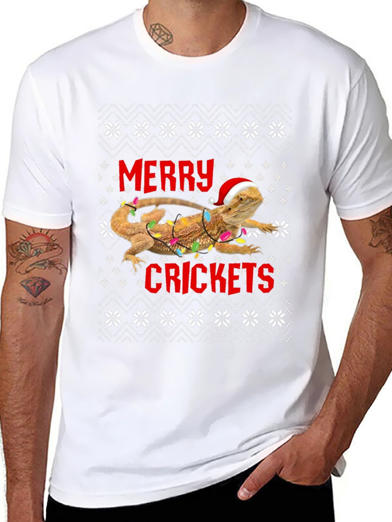 Merry Crickets Lizard Christmas Graphic Tee