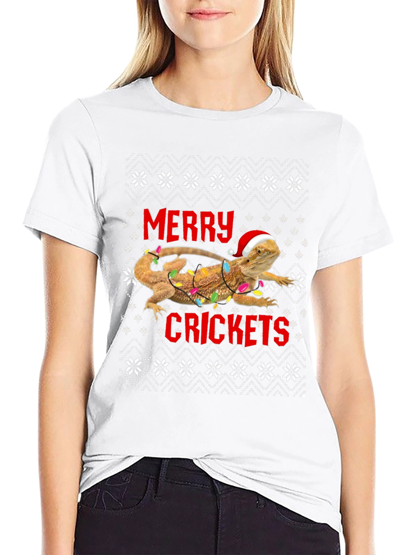Merry Crickets Lizard Christmas Graphic Tee