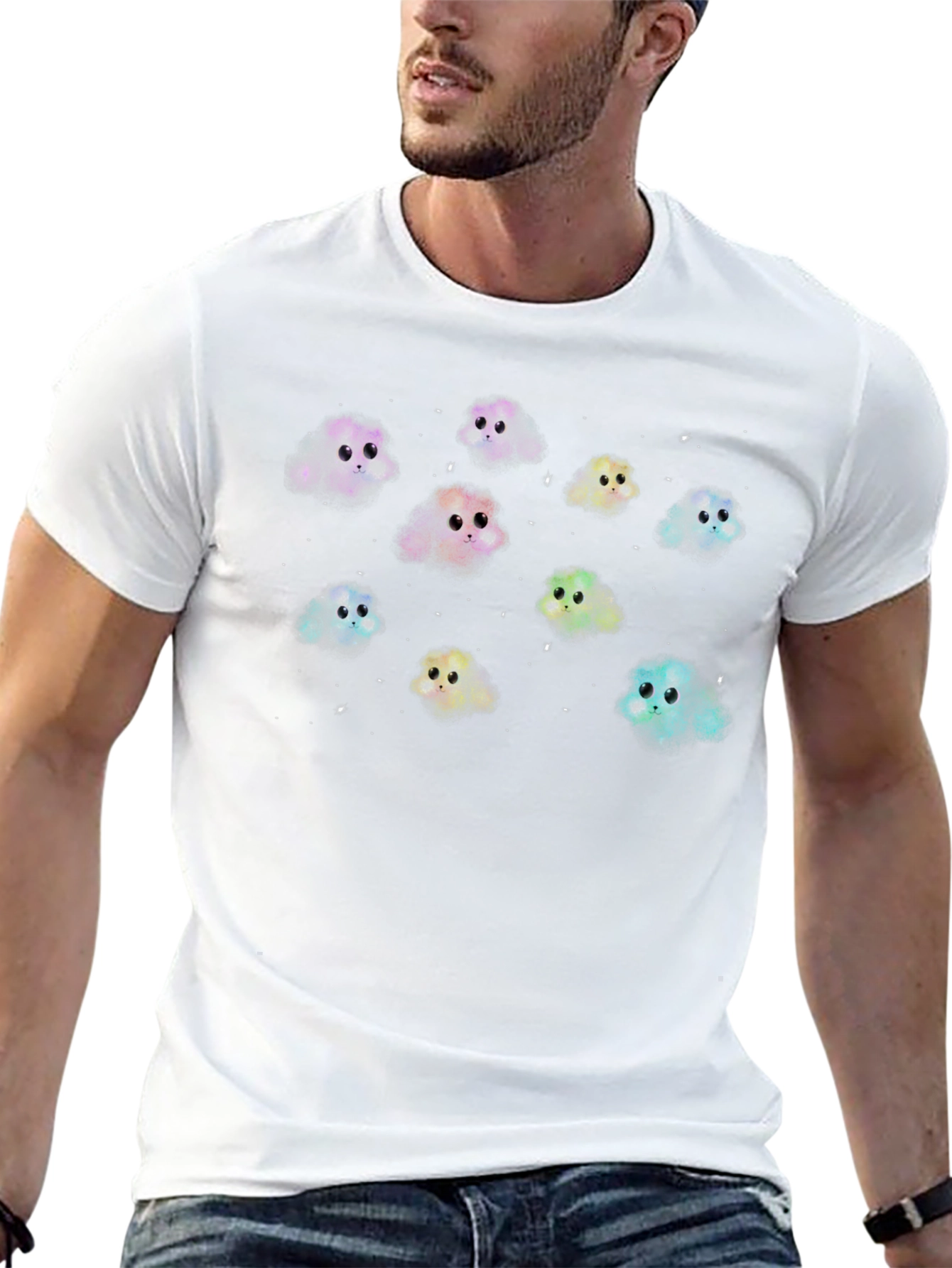 Cute Monster Character Graphic Black T-Shirt