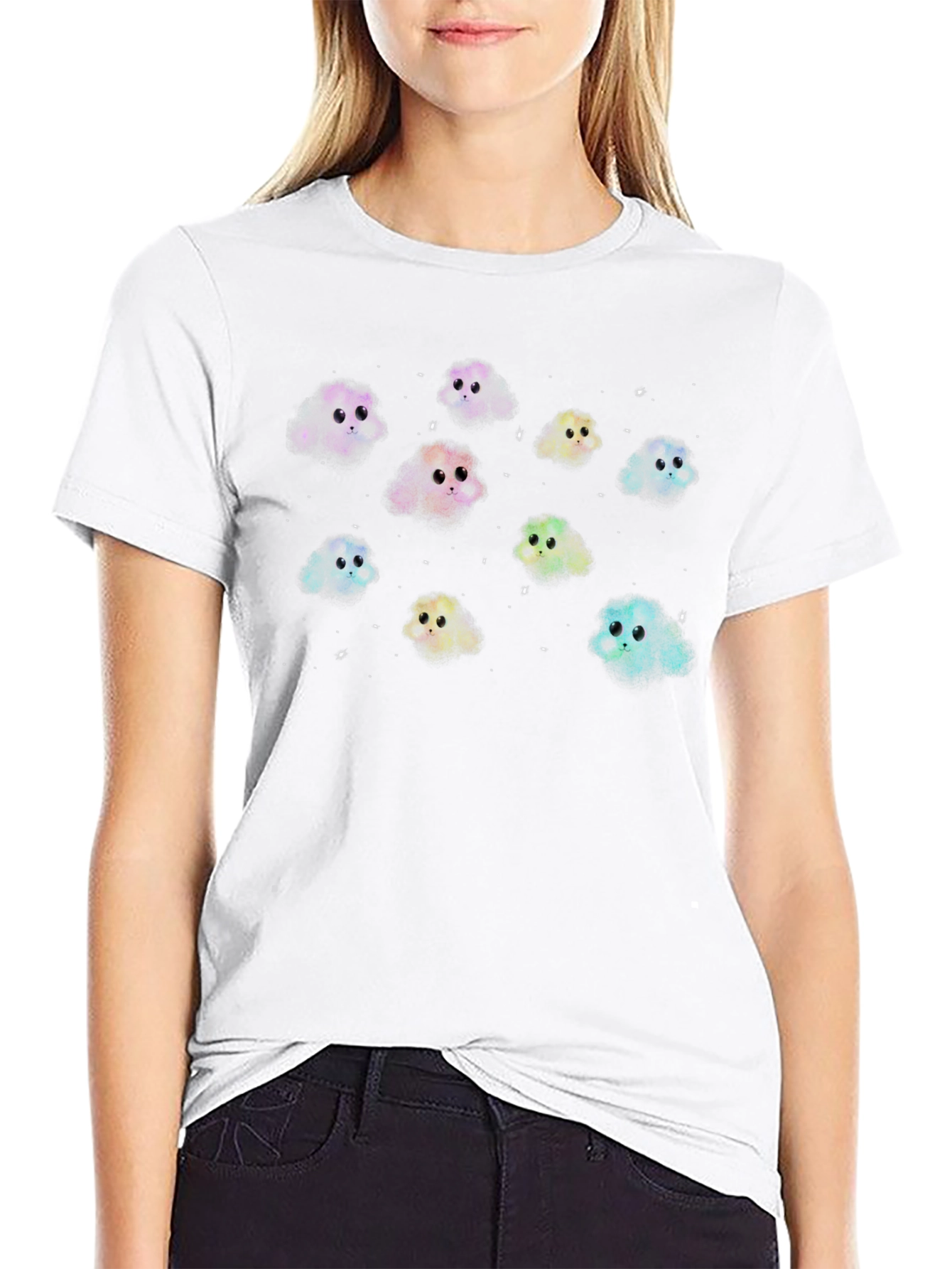 Cute Monster Character Graphic Black T-Shirt