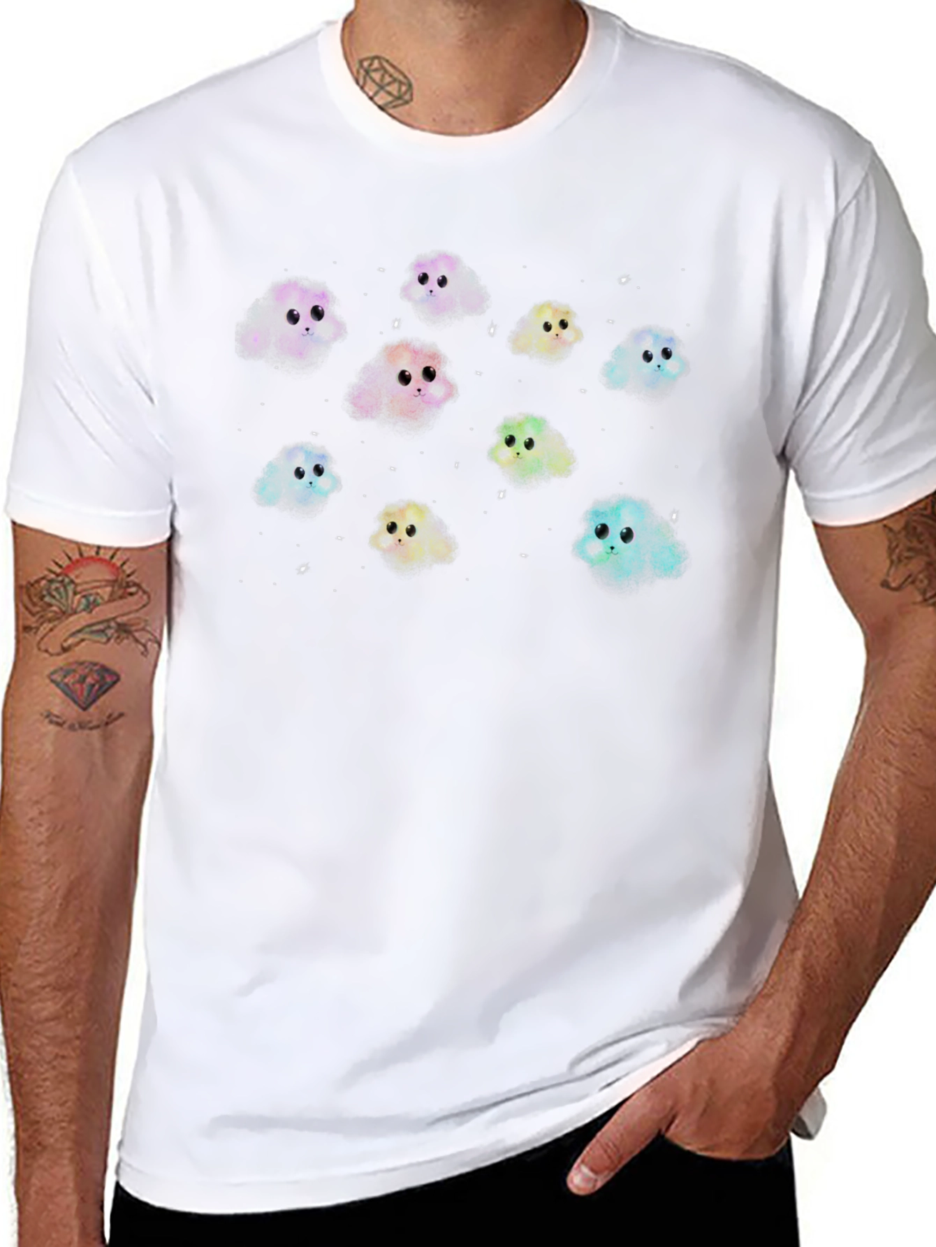 Cute Monster Character Graphic Black T-Shirt