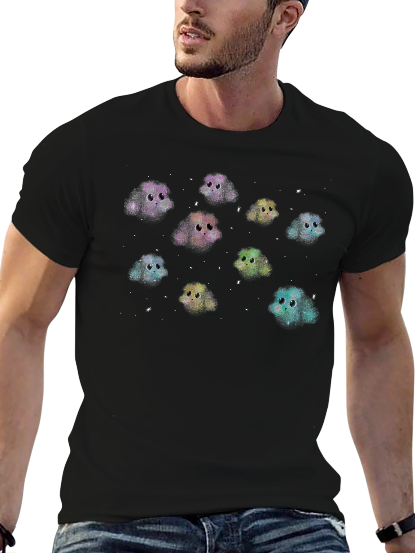 Cute Monster Character Graphic Black T-Shirt