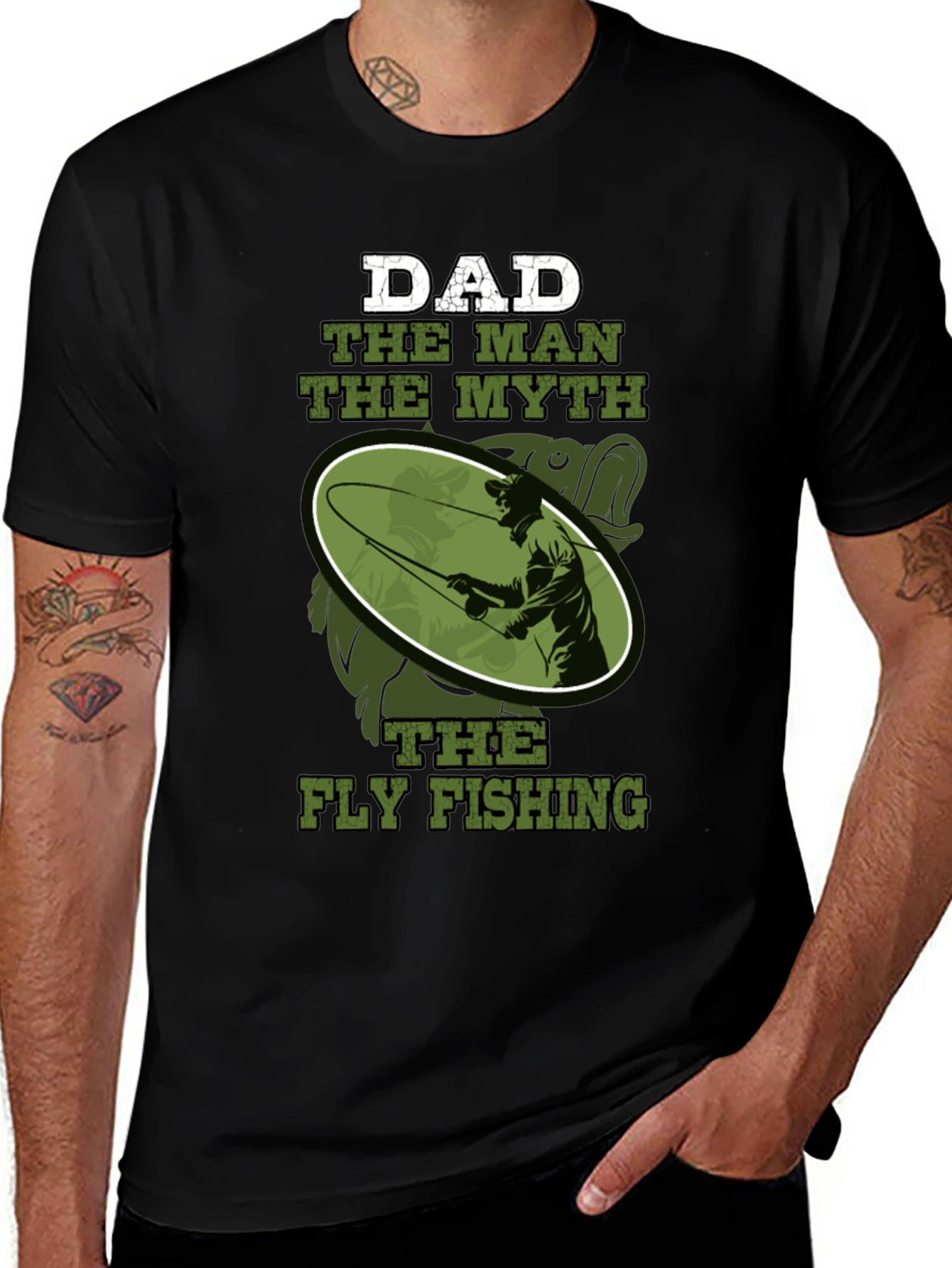 Dad The Man Myth Fly Fishing Graphic Tee