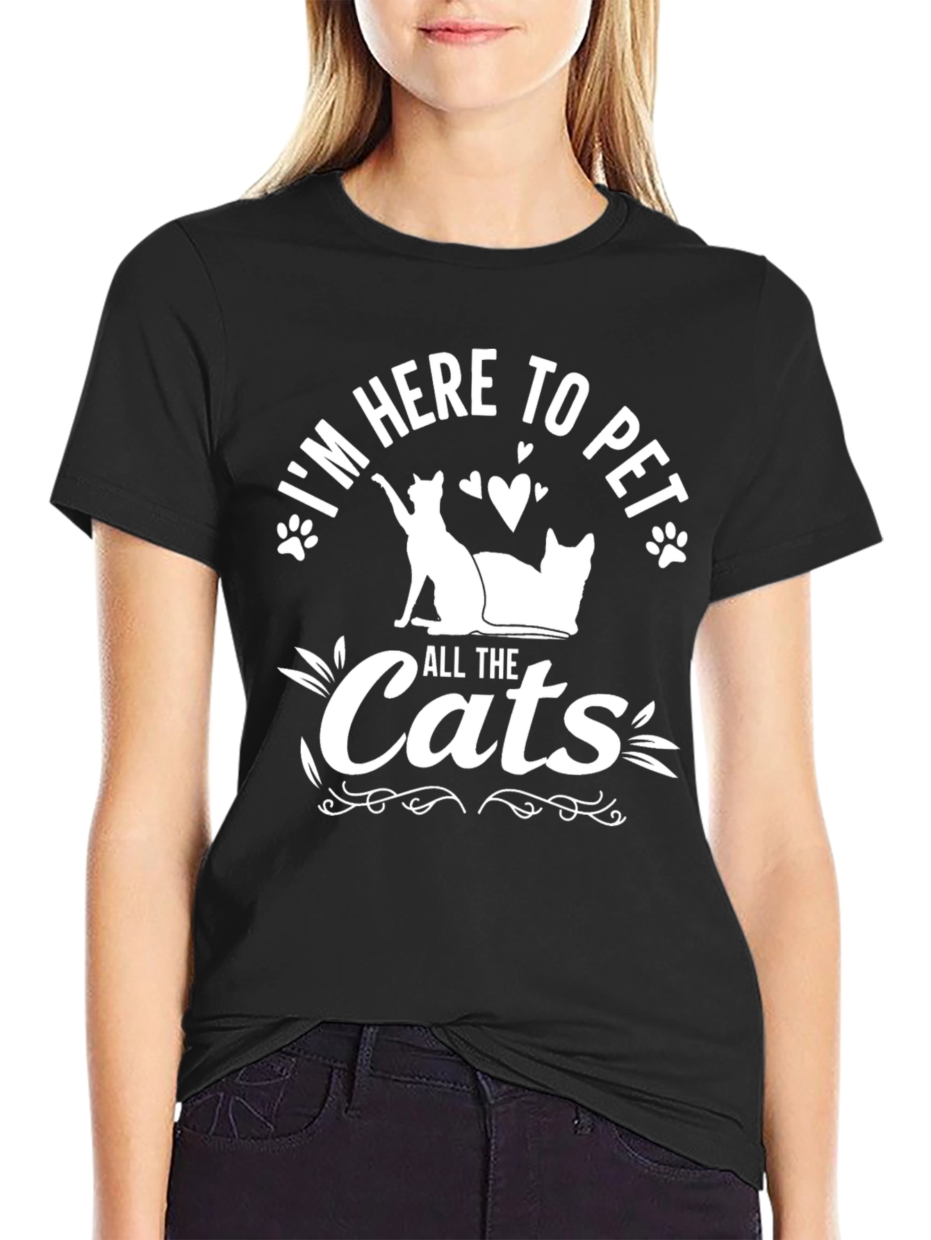 Im Here to Pet All The Cats Black T-Shirt