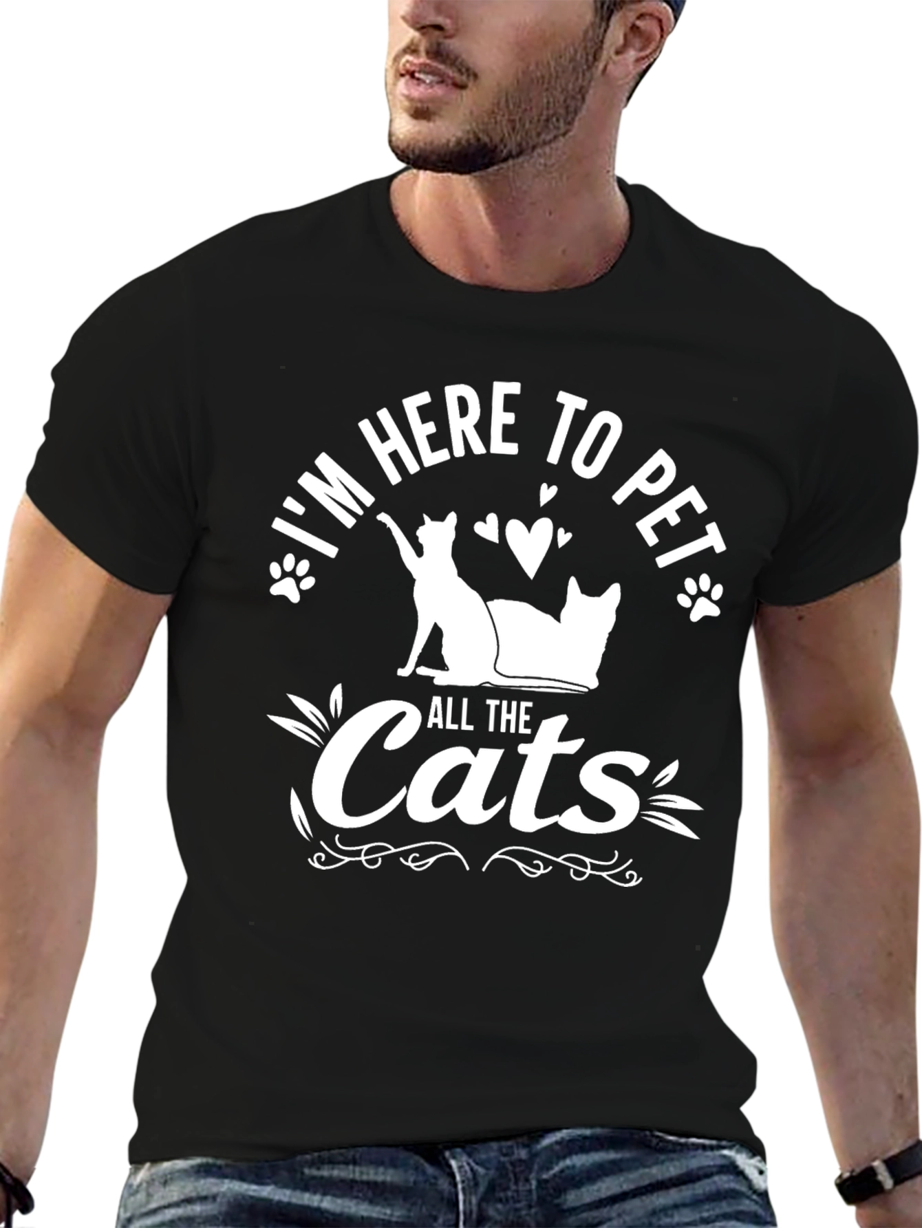 Im Here to Pet All The Cats Black T-Shirt