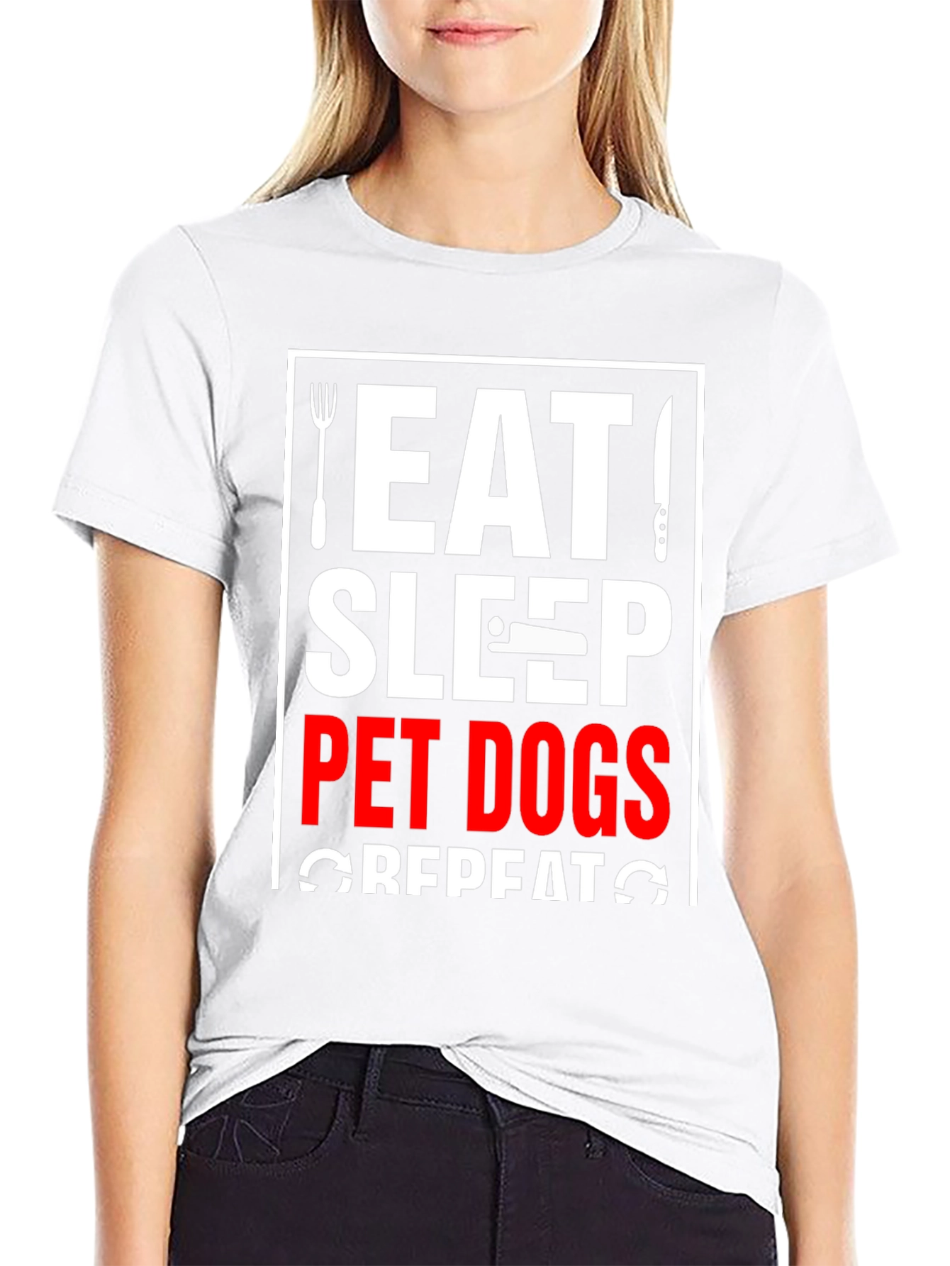 Eat Sleep Pet Dogs Repeat Graphic Tee
