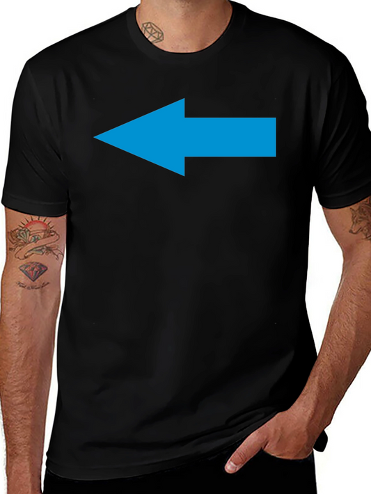 Arrow Pointing Left Graphic Tee - Soft Black Cotton Shirt