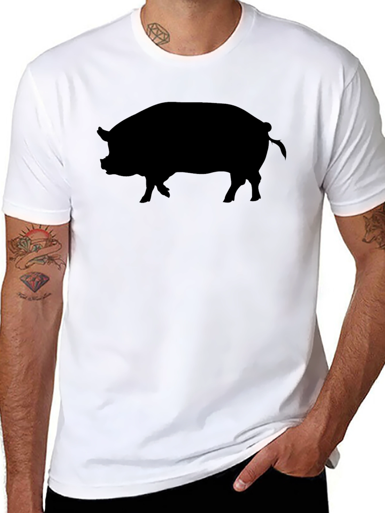Black Pig Silhouette Graphic Tee - Mens