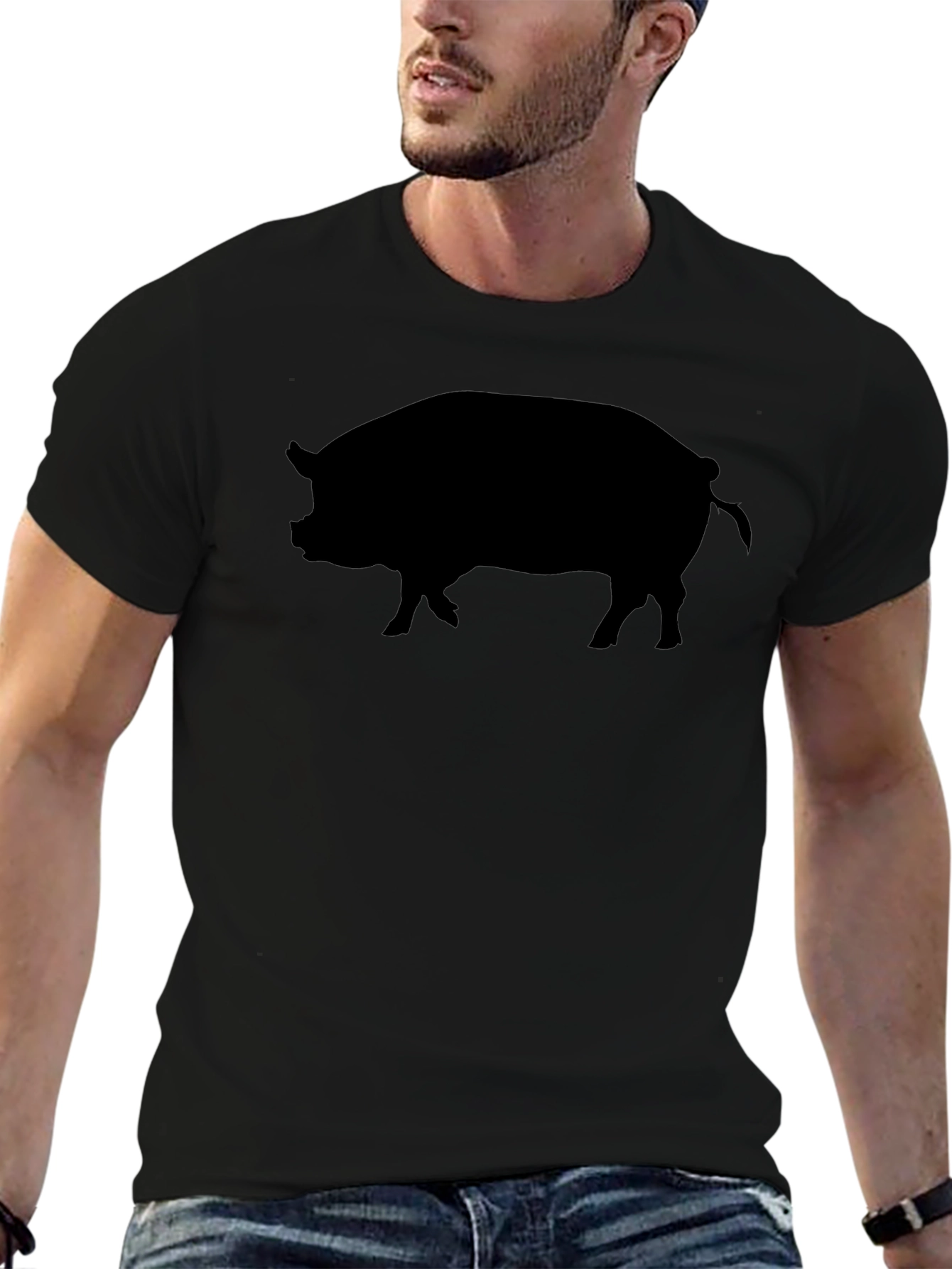 Black Pig Silhouette Graphic Tee - Mens